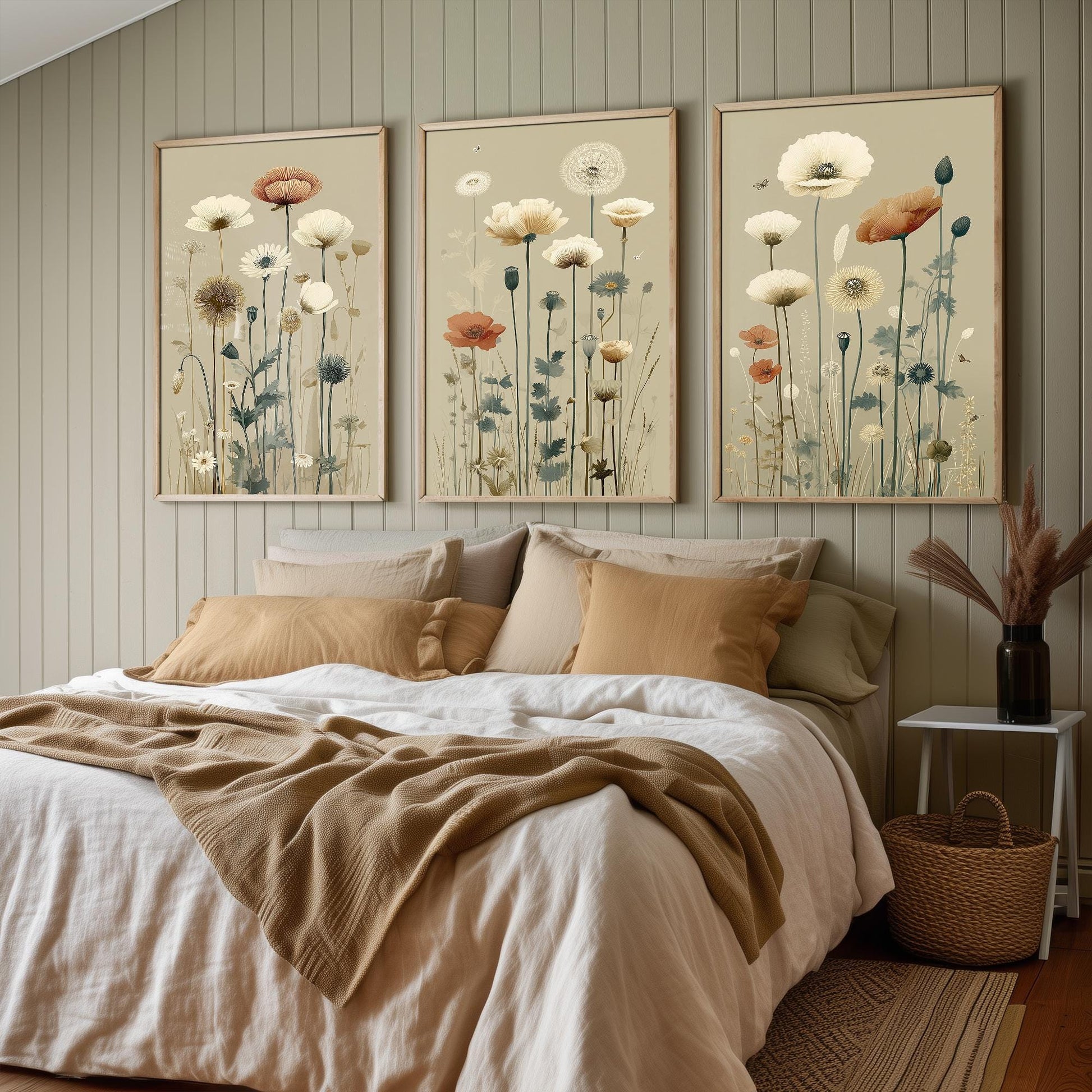 Set of Three Vintage Flower Prints V15 - Set of 3 Floral Plants - Paintings Photo Poster Wall Art Gift Museum Giclee Detailed Oil Botanical