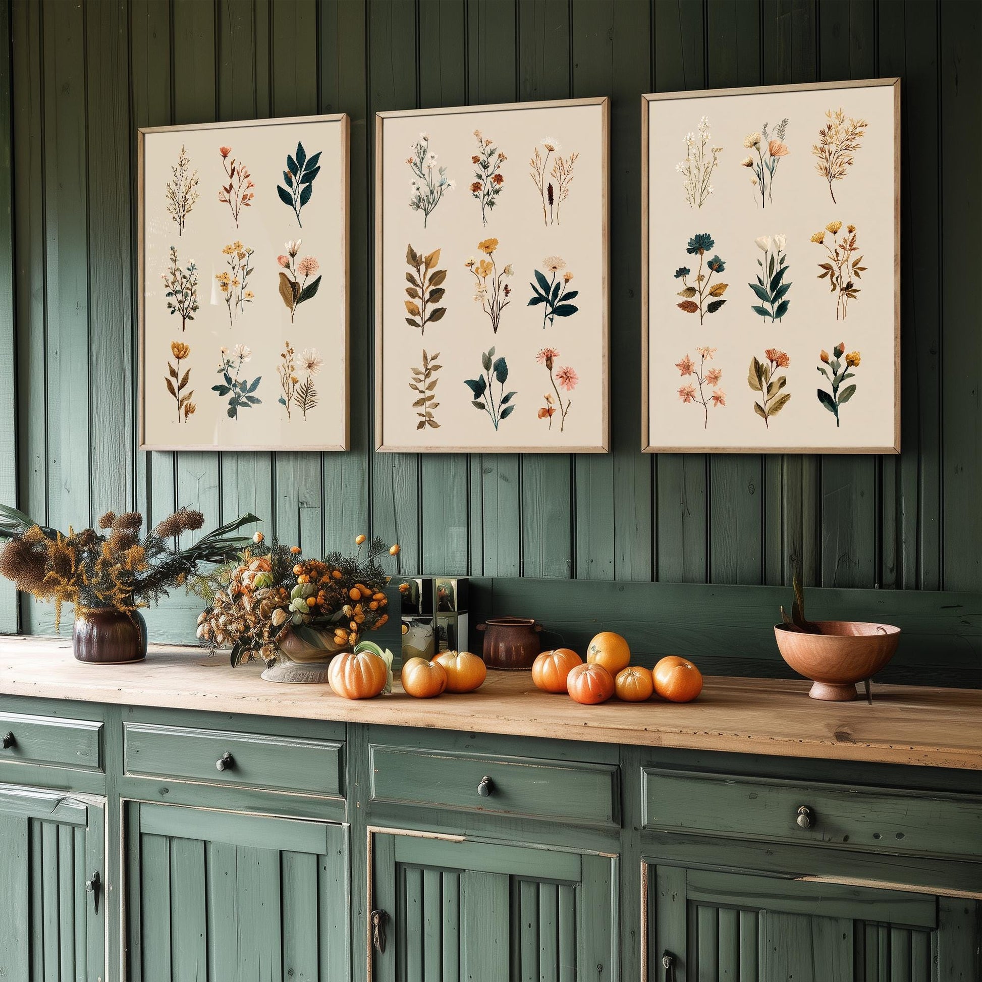 Set of Three Vintage Flower Prints V8 - Set of 3 Floral Plants - Paintings Photo Poster Wall Art Gift Museum Giclee Mixed Samples Botanical