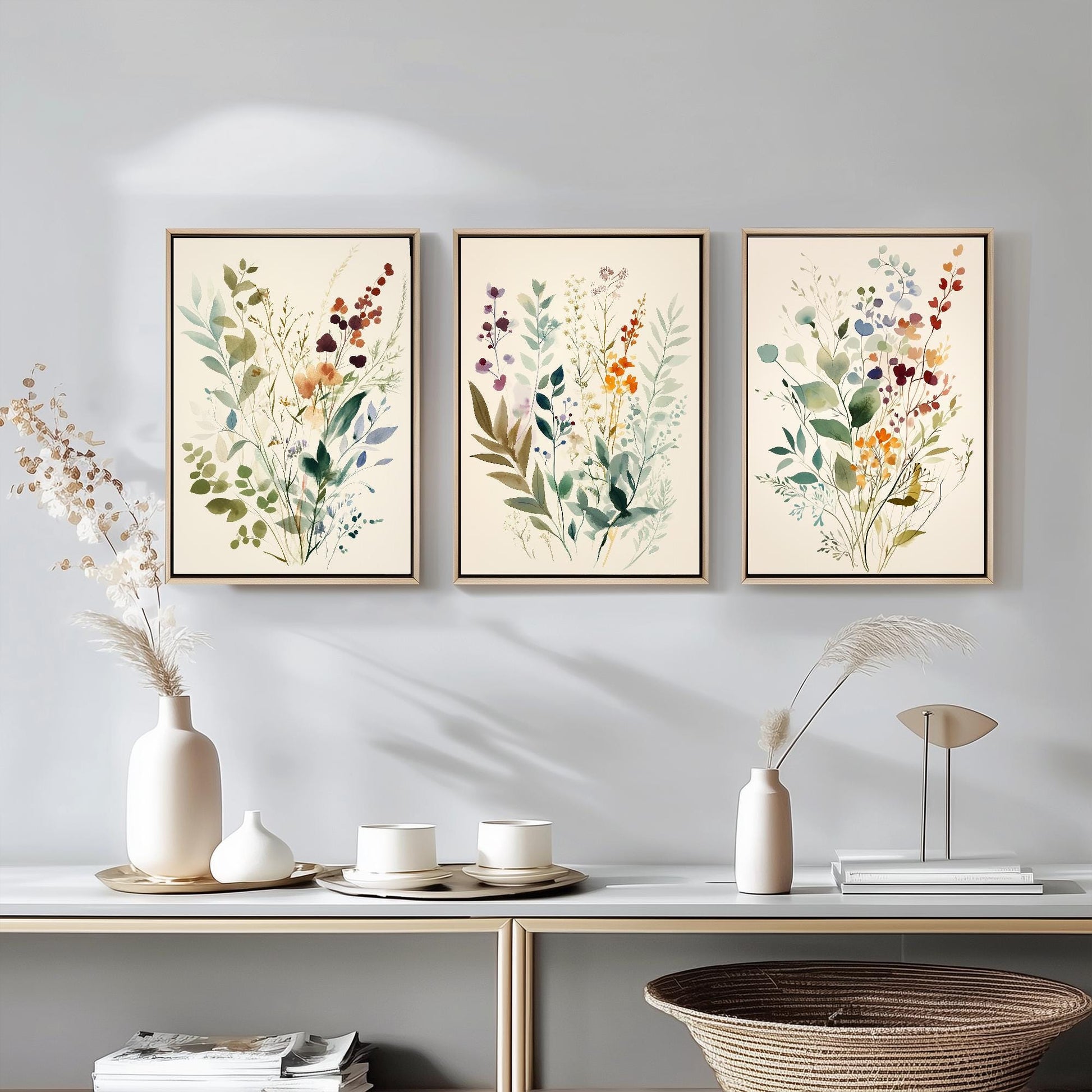 Set of Three Vintage Flower Prints V9 - Set of 3 Floral Plants - Paintings Photo Poster Wall Art Gift Museum Giclee Colourful Botanical