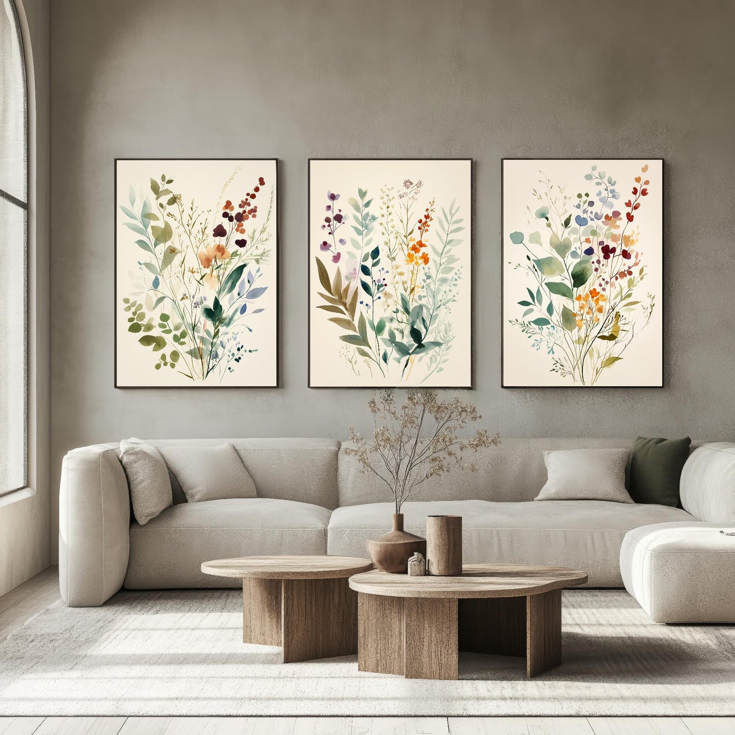 Set of Three Vintage Flower Prints V9 - Set of 3 Floral Plants - Paintings Photo Poster Wall Art Gift Museum Giclee Colourful Botanical