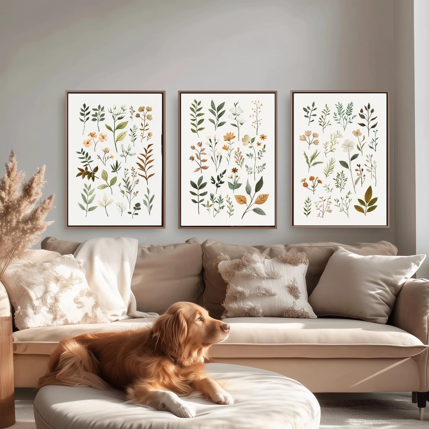 Set of Three Vintage Flower Prints V10 - Set of 3 Floral Plants - Paintings Photo Poster Wall Art Gift Museum Giclee Fern Samples Botanical