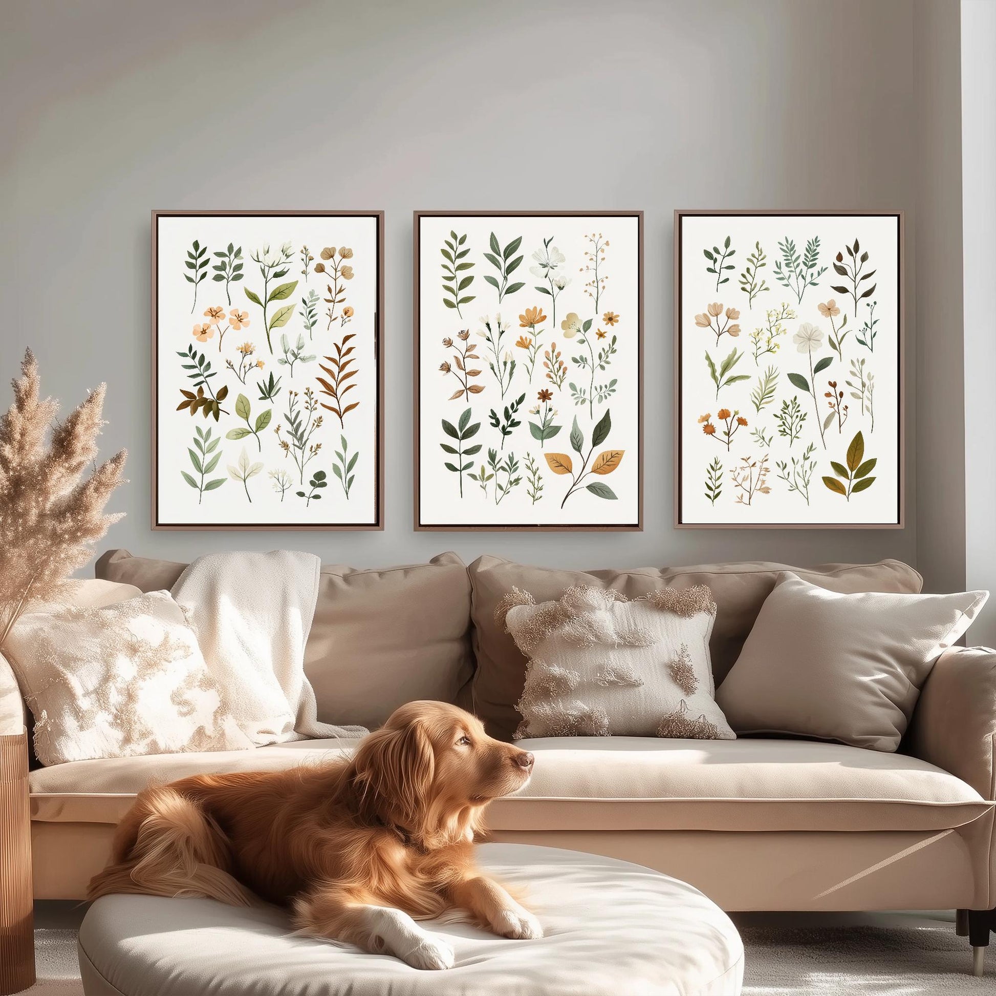 Set of Three Vintage Flower Prints V10 - Set of 3 Floral Plants - Paintings Photo Poster Wall Art Gift Museum Giclee Fern Samples Botanical
