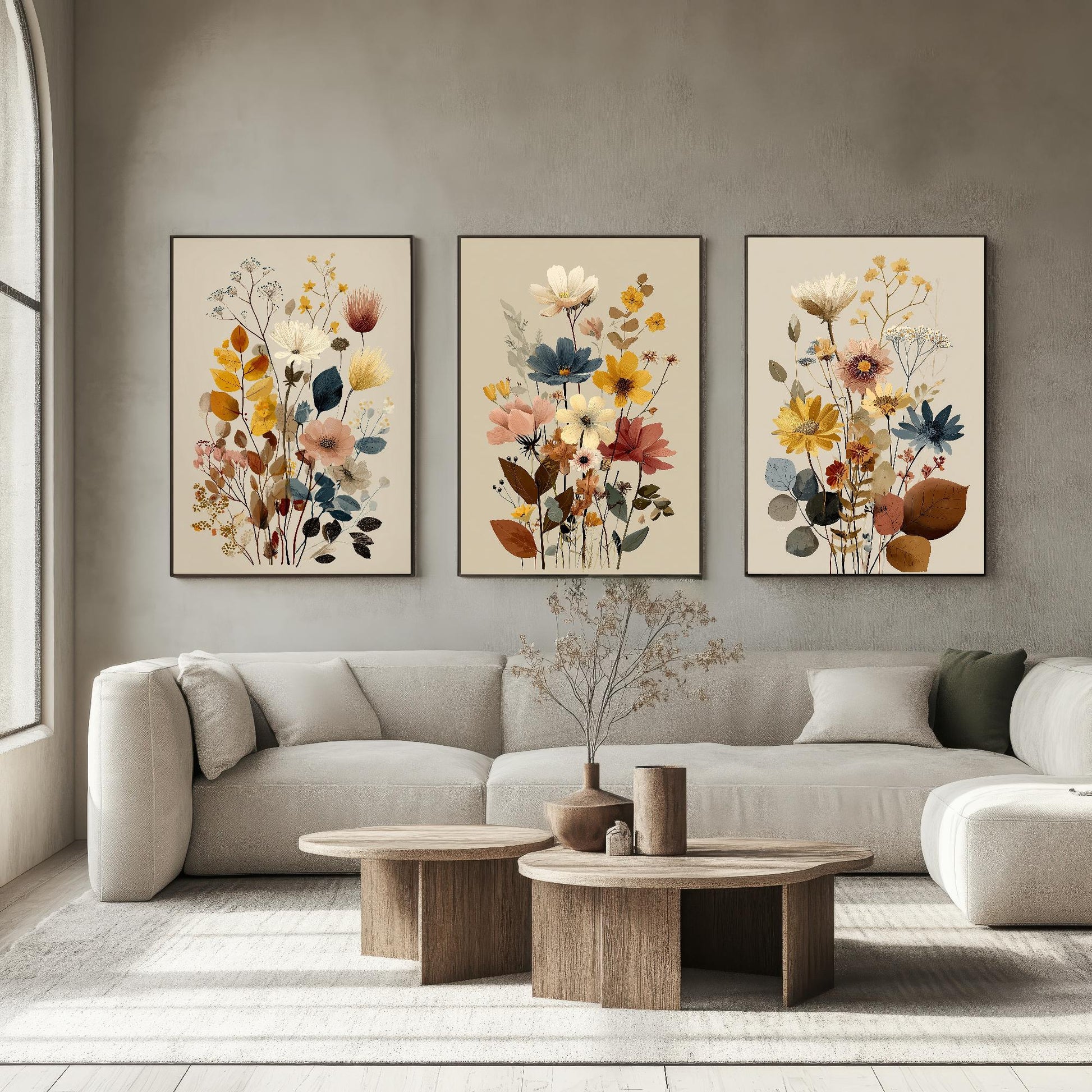 Set of Three Vintage Flower Prints V11 - Set of 3 Floral Plants - Paintings Photo Poster Wall Art Gift Museum Giclee Bouquet Botanical