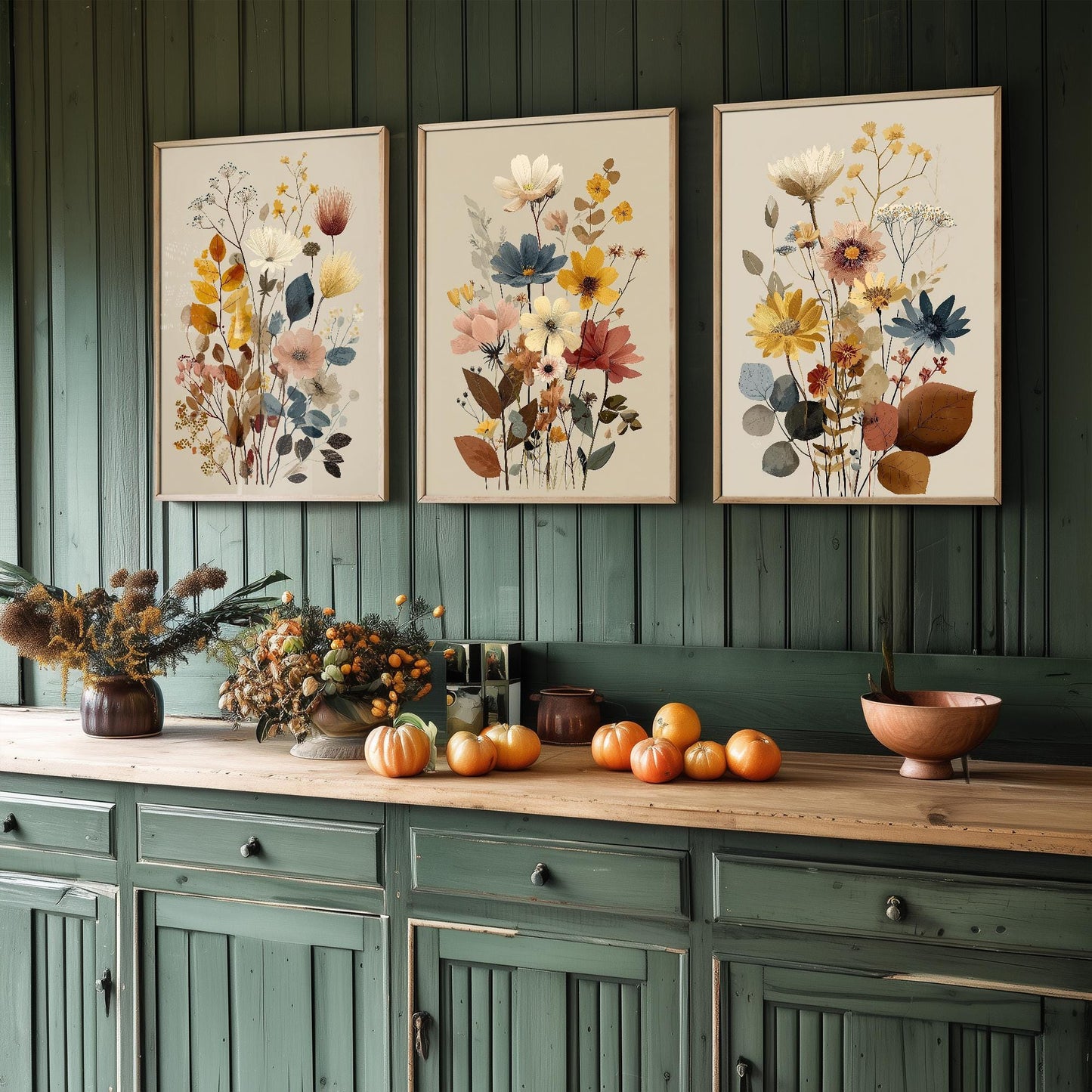 Set of Three Vintage Flower Prints V11 - Set of 3 Floral Plants - Paintings Photo Poster Wall Art Gift Museum Giclee Bouquet Botanical