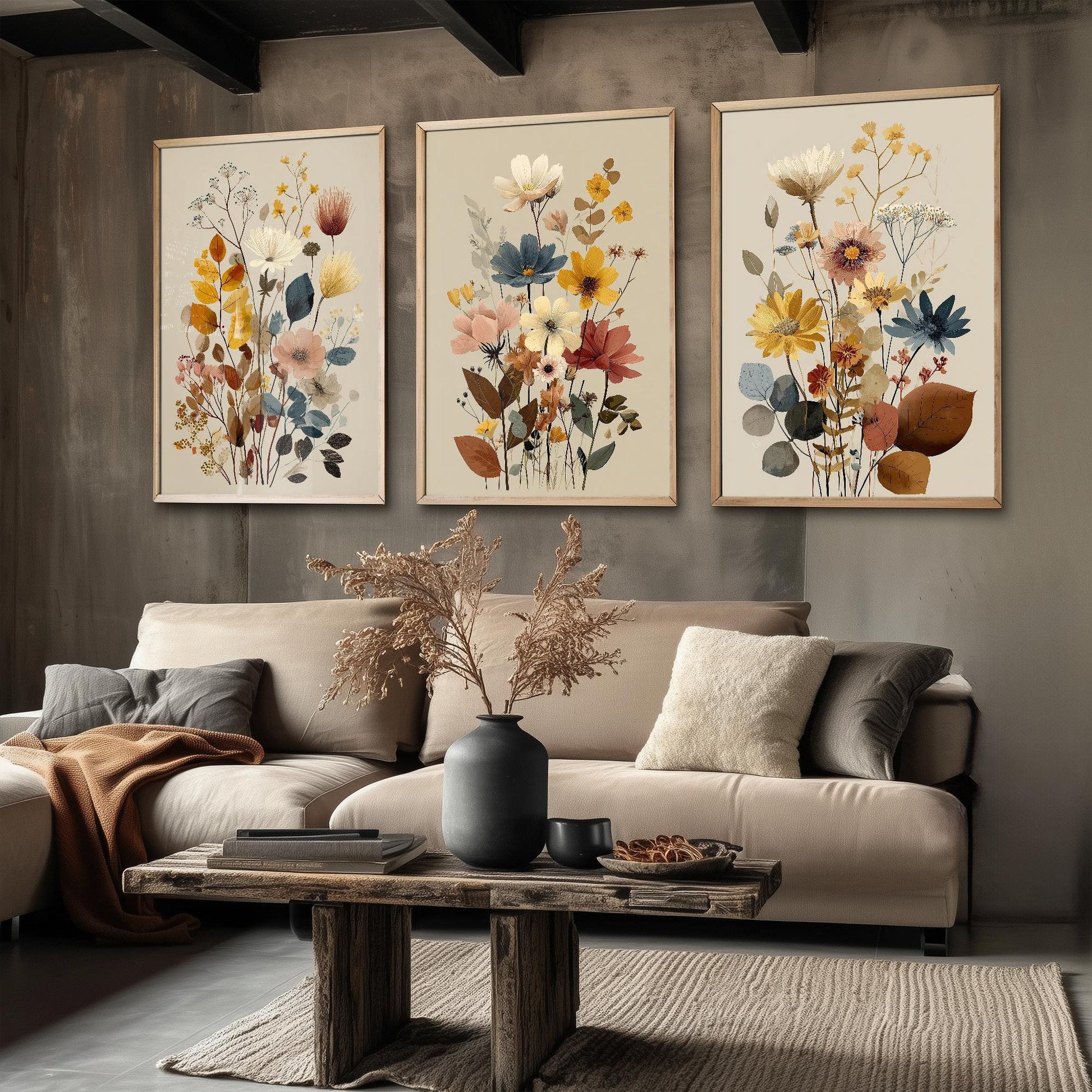 Set of Three Vintage Flower Prints V11 - Set of 3 Floral Plants - Paintings Photo Poster Wall Art Gift Museum Giclee Bouquet Botanical