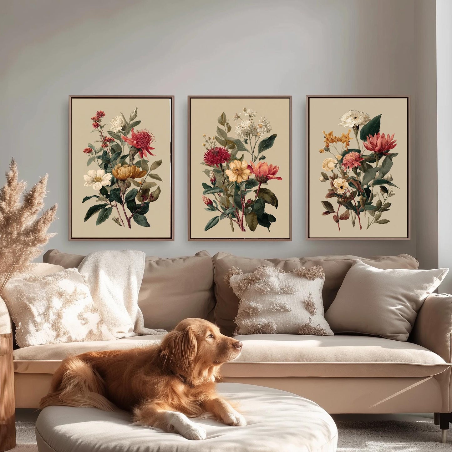 Set of Three Vintage Flower Prints V12 - Set of 3 Floral Plants - Paintings Photo Poster Wall Art Gift Museum Giclee Detailed Oil Botanical