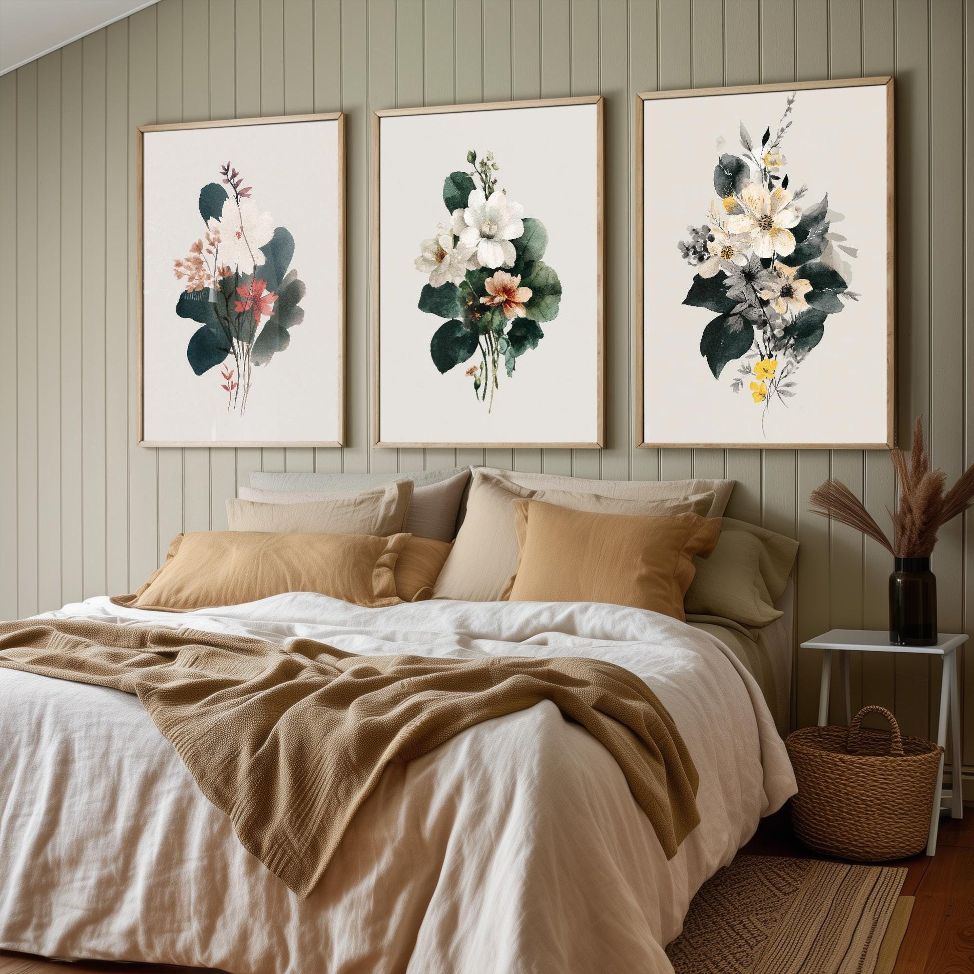 Set of Three Vintage Flower Prints V14 - Set of 3 Floral Plants - Paintings Photo Poster Wall Art Gift Museum Giclee Watercolour Botanical
