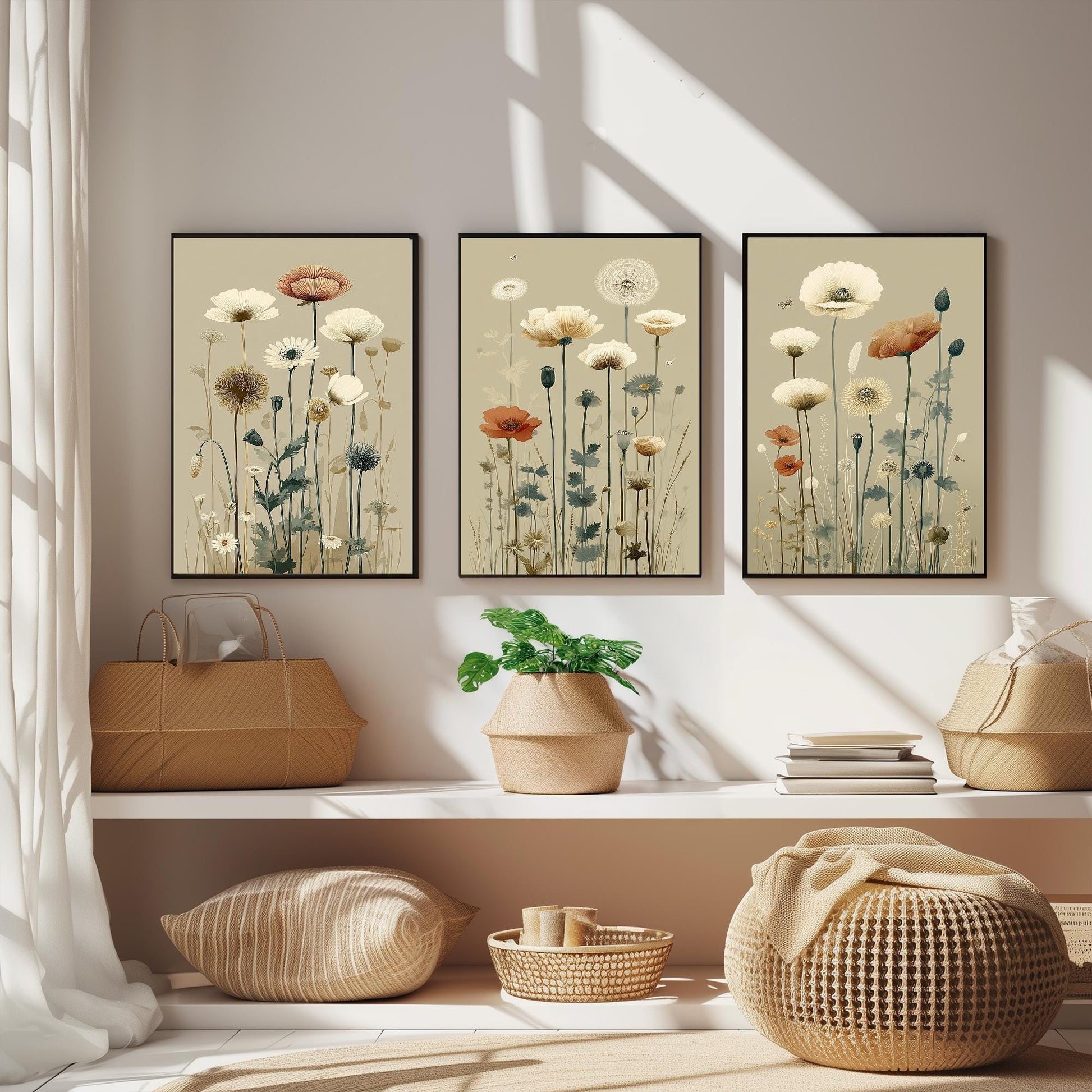 Set of Three Vintage Flower Prints V15 - Set of 3 Floral Plants - Paintings Photo Poster Wall Art Gift Museum Giclee Detailed Oil Botanical
