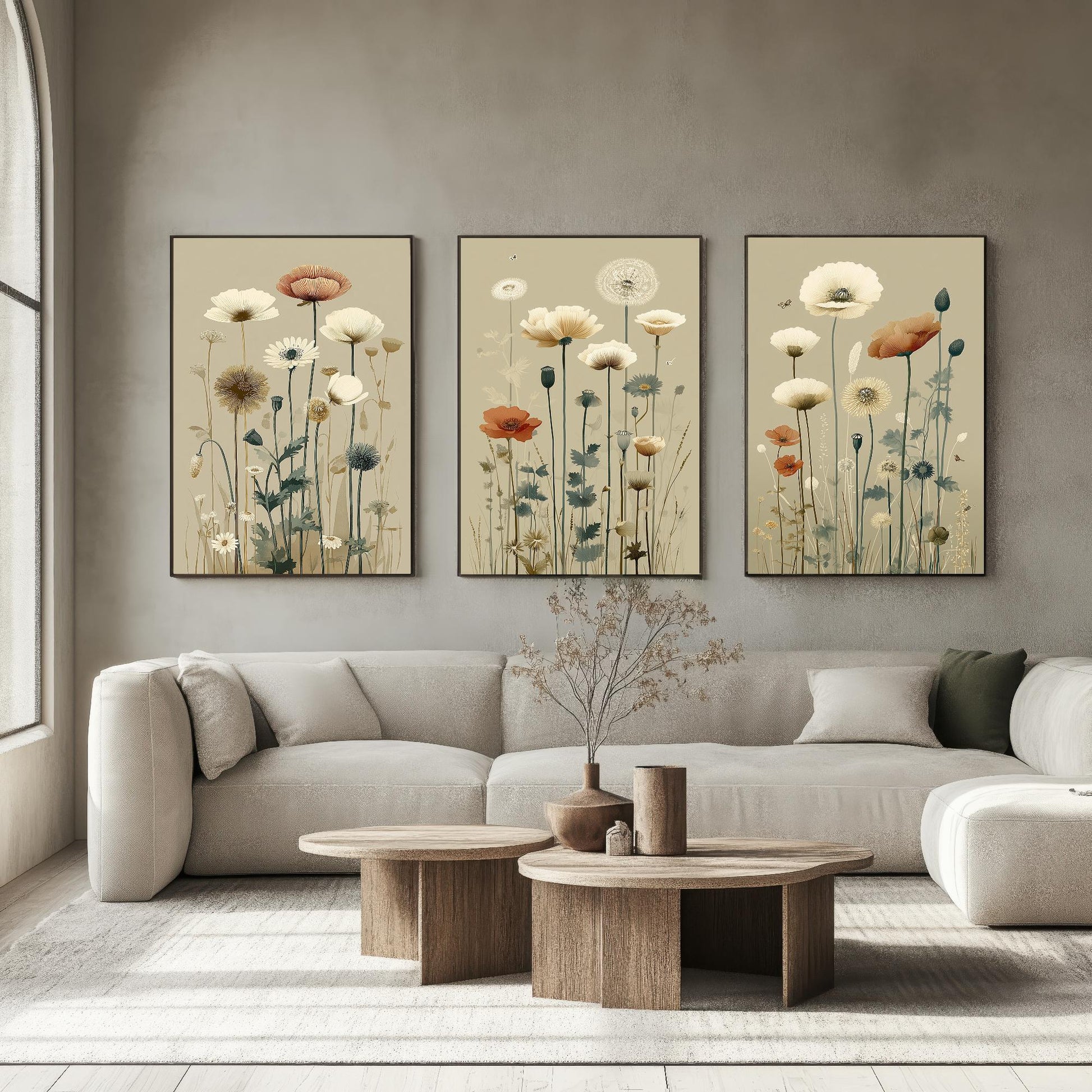 Set of Three Vintage Flower Prints V15 - Set of 3 Floral Plants - Paintings Photo Poster Wall Art Gift Museum Giclee Detailed Oil Botanical