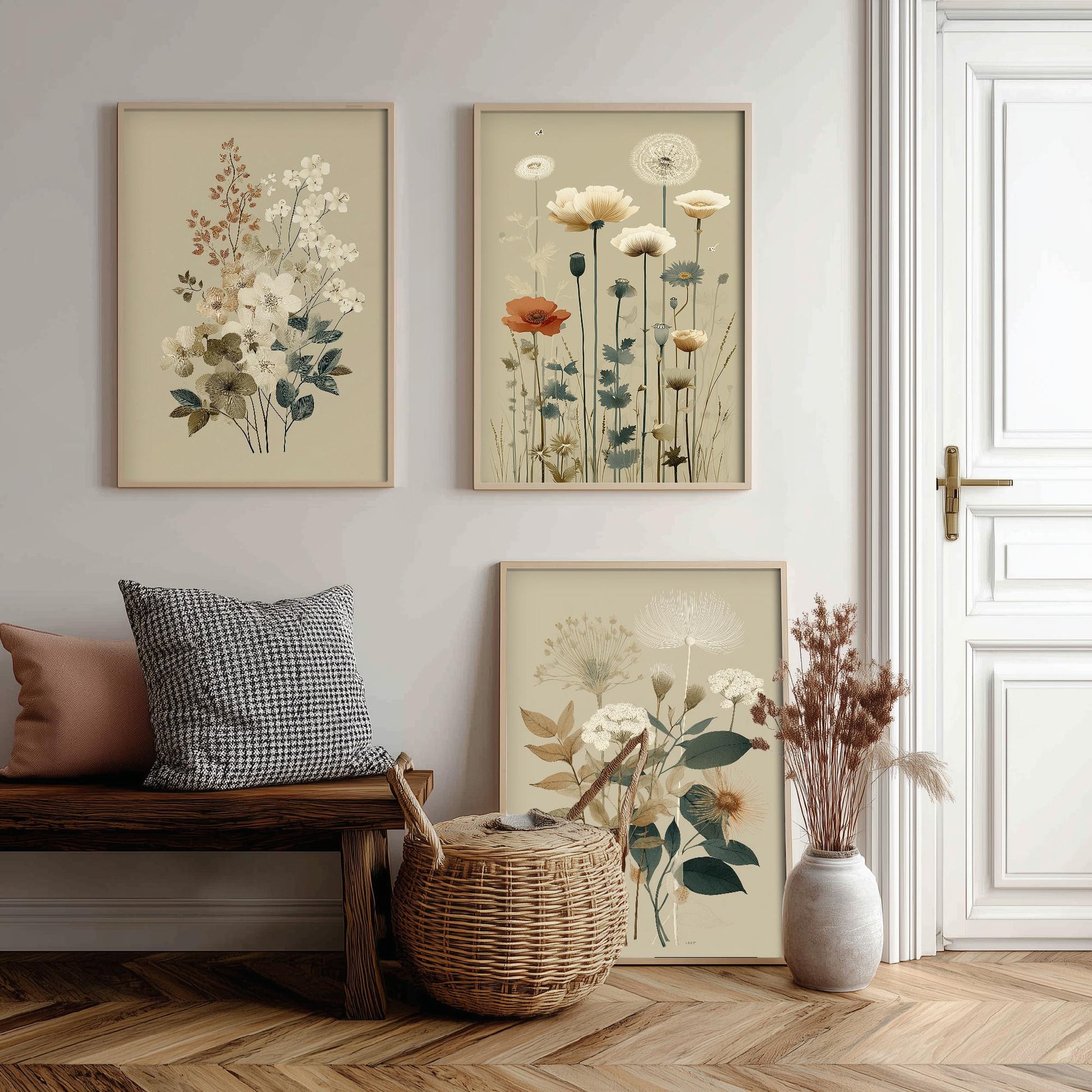 Set of Three Vintage Flower Prints V16 - Set of 3 Floral Plants - Paintings Photo Poster Wall Art Gift Museum Giclee High Def Botanical