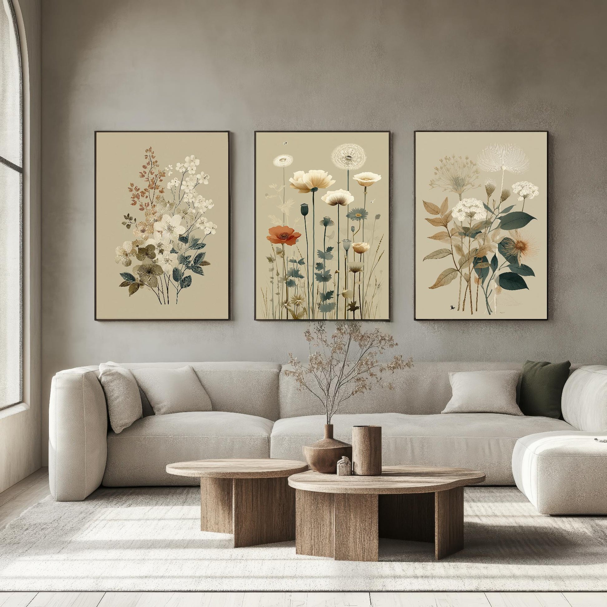 Set of Three Vintage Flower Prints V16 - Set of 3 Floral Plants - Paintings Photo Poster Wall Art Gift Museum Giclee High Def Botanical