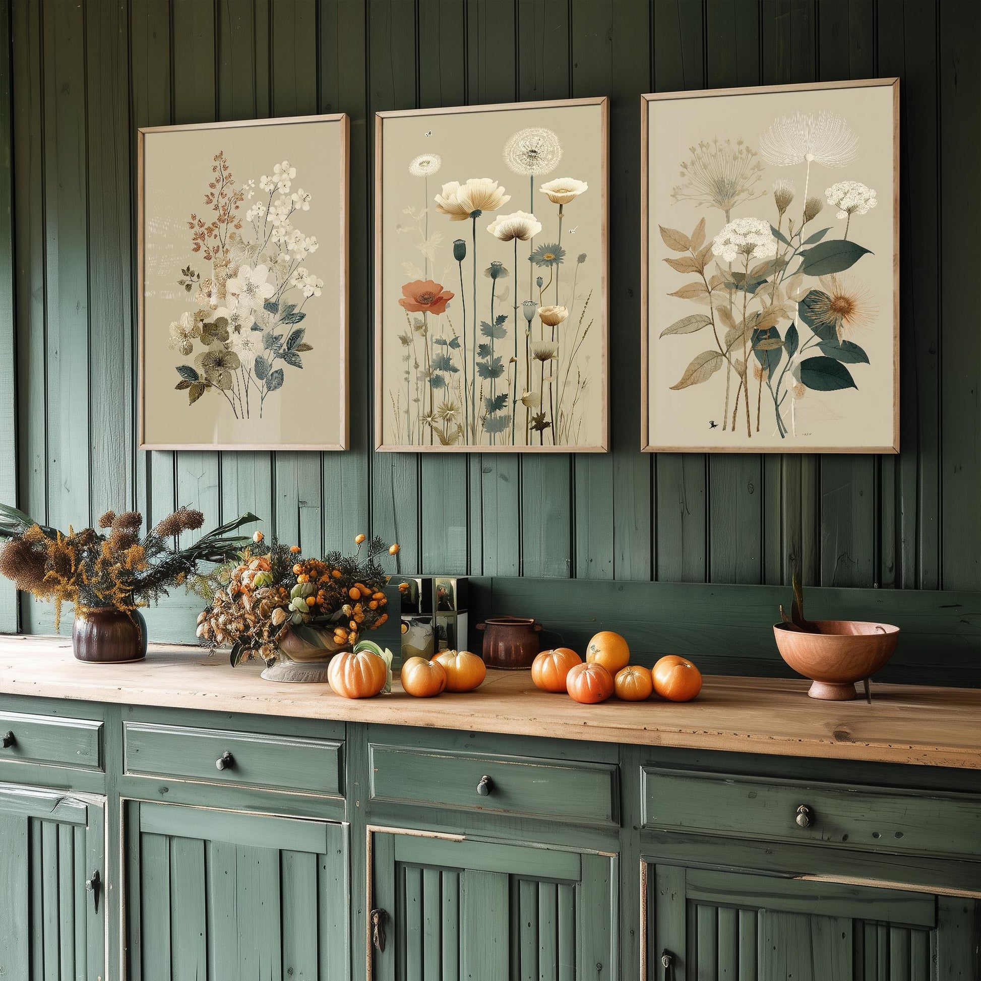 Set of Three Vintage Flower Prints V16 - Set of 3 Floral Plants - Paintings Photo Poster Wall Art Gift Museum Giclee High Def Botanical