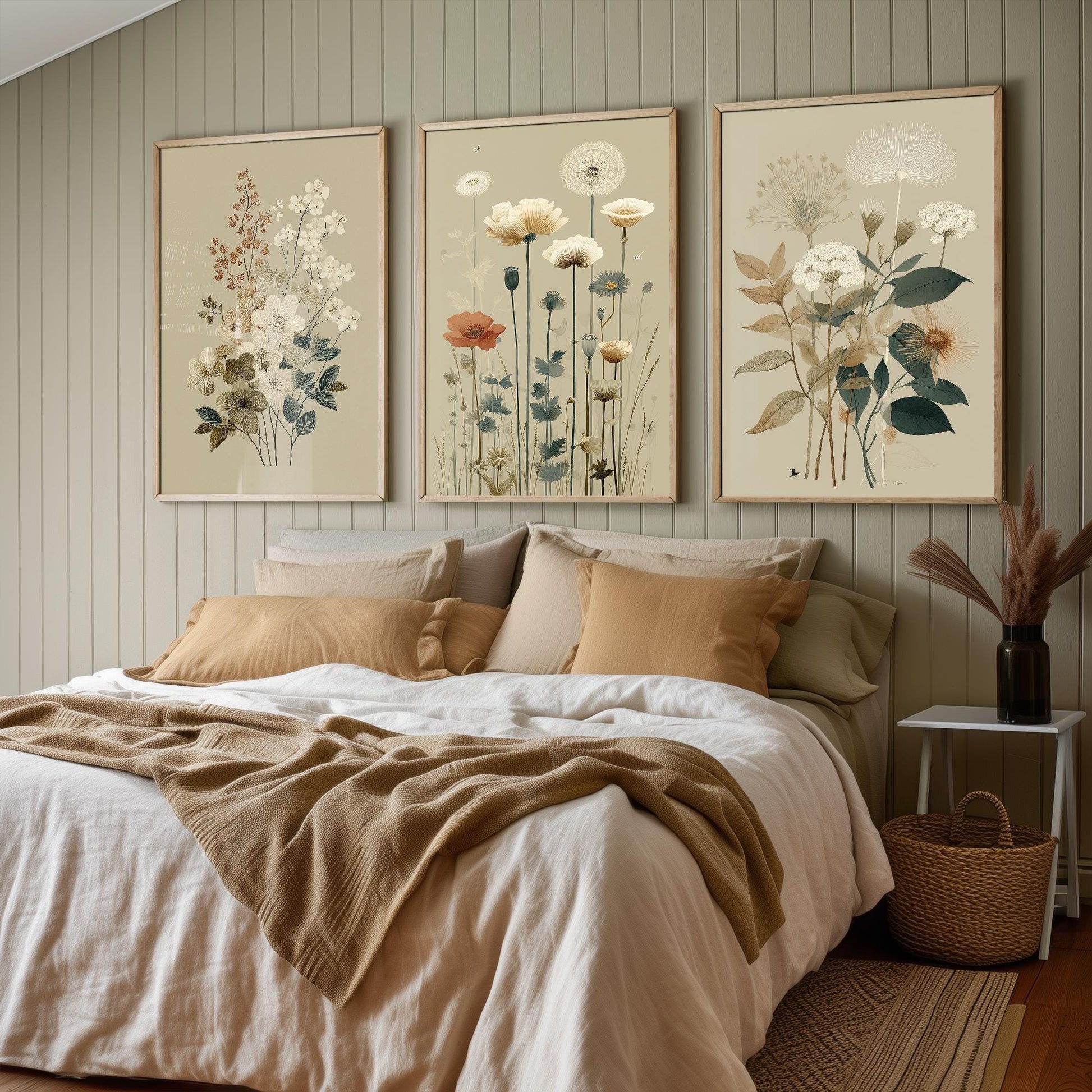 Set of Three Vintage Flower Prints V16 - Set of 3 Floral Plants - Paintings Photo Poster Wall Art Gift Museum Giclee High Def Botanical