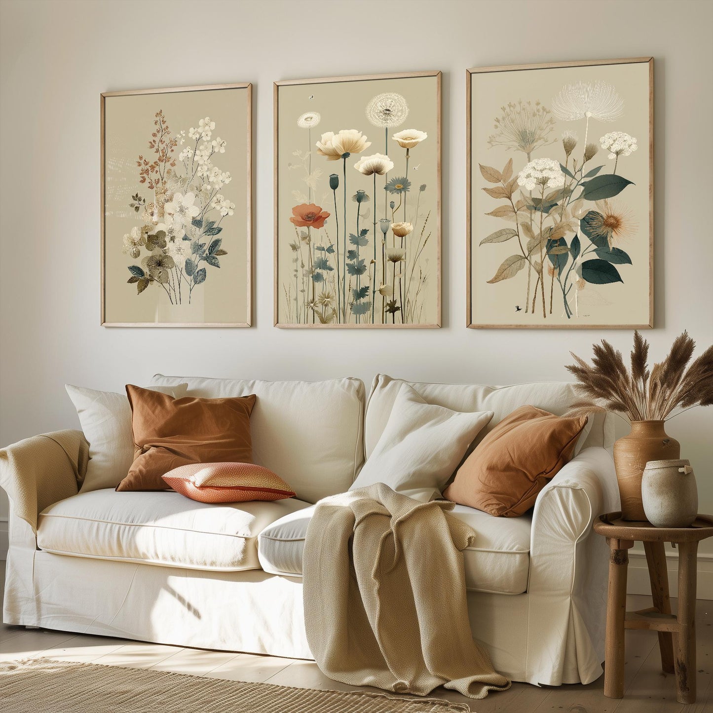 Set of Three Vintage Flower Prints V16 - Set of 3 Floral Plants - Paintings Photo Poster Wall Art Gift Museum Giclee High Def Botanical