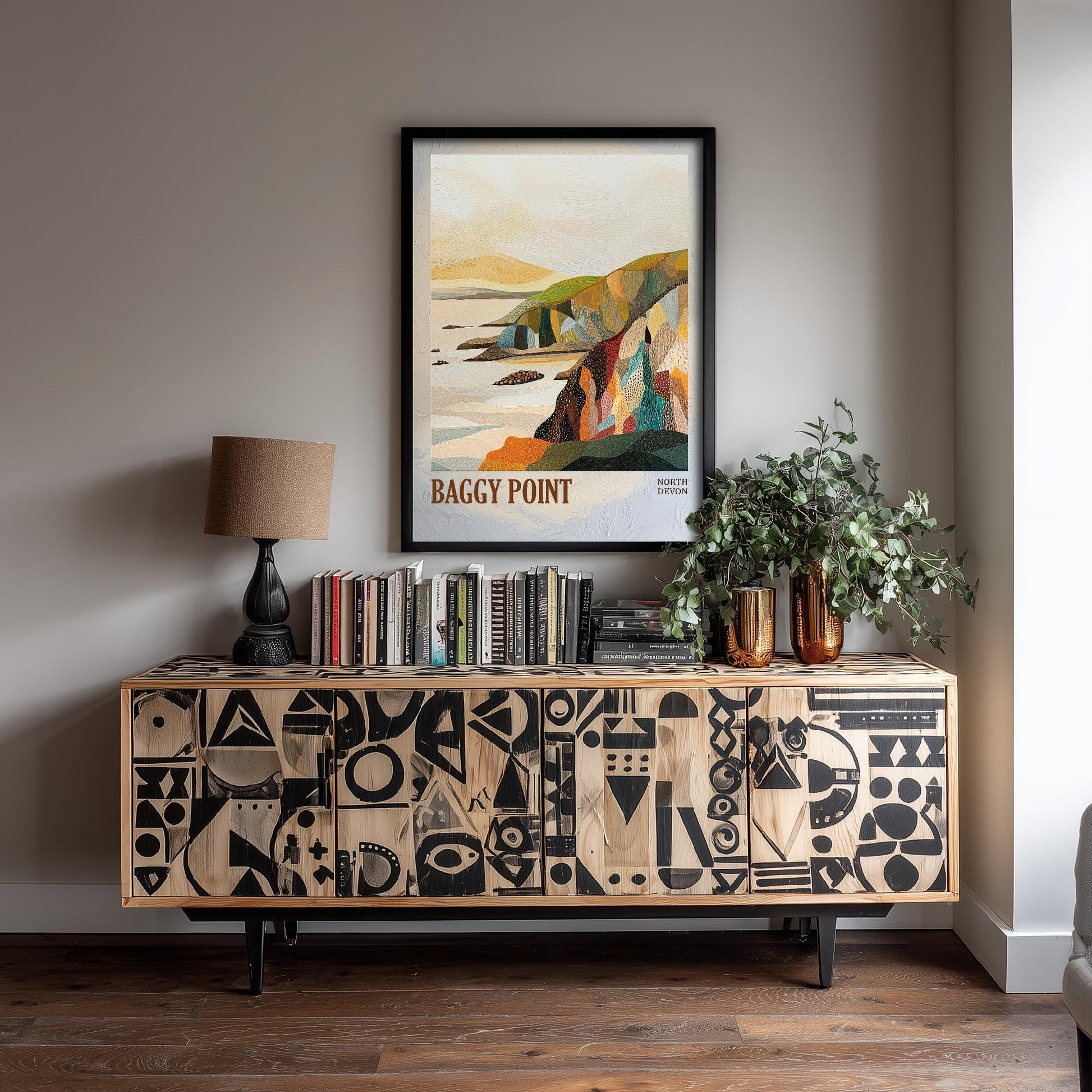 Baggy Point North Devon Landmark Art Print Poster - Painting Photo Layers of Foil