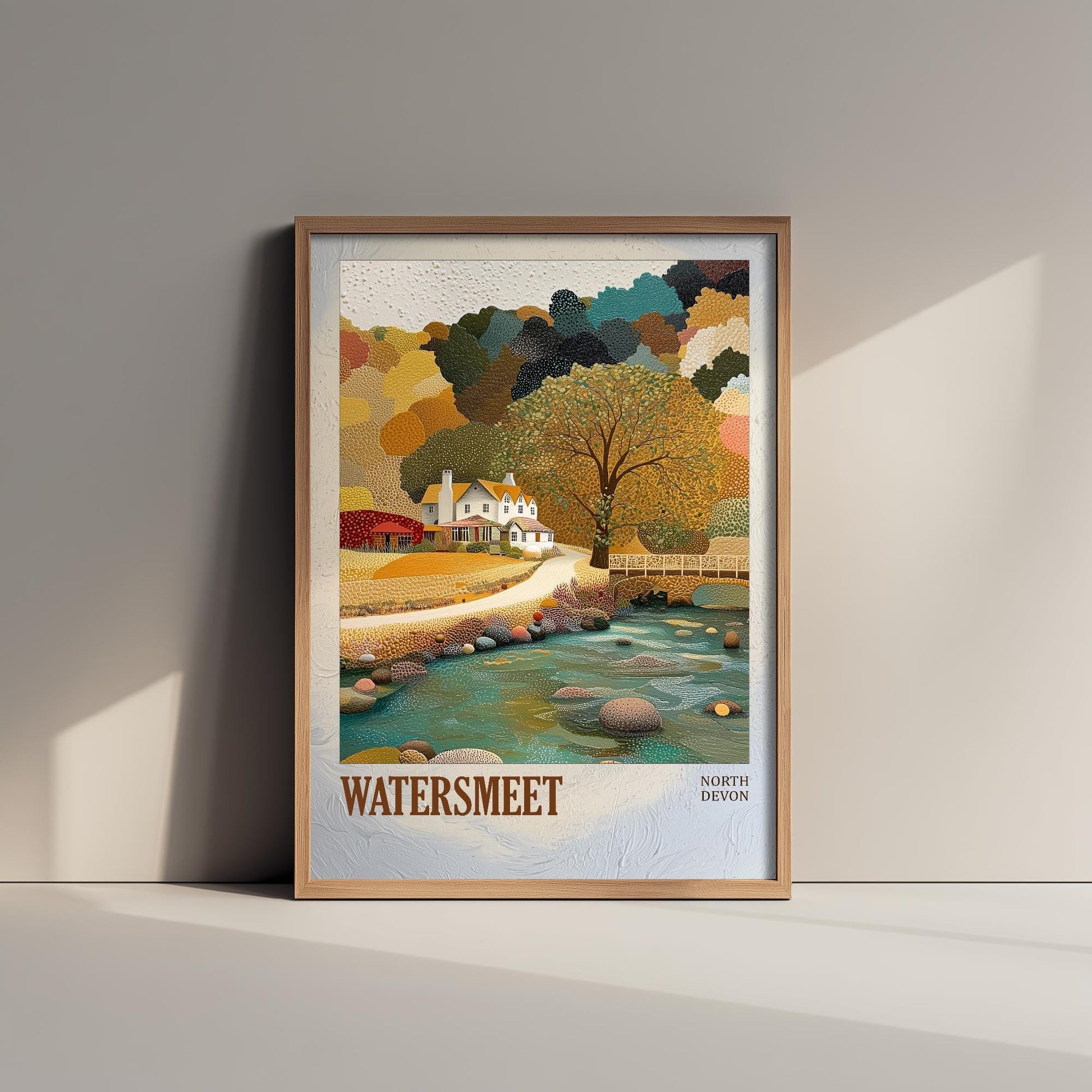 Watersmeet North Devon Landmark Art Print Poster - Painting Photo Layers of Foil