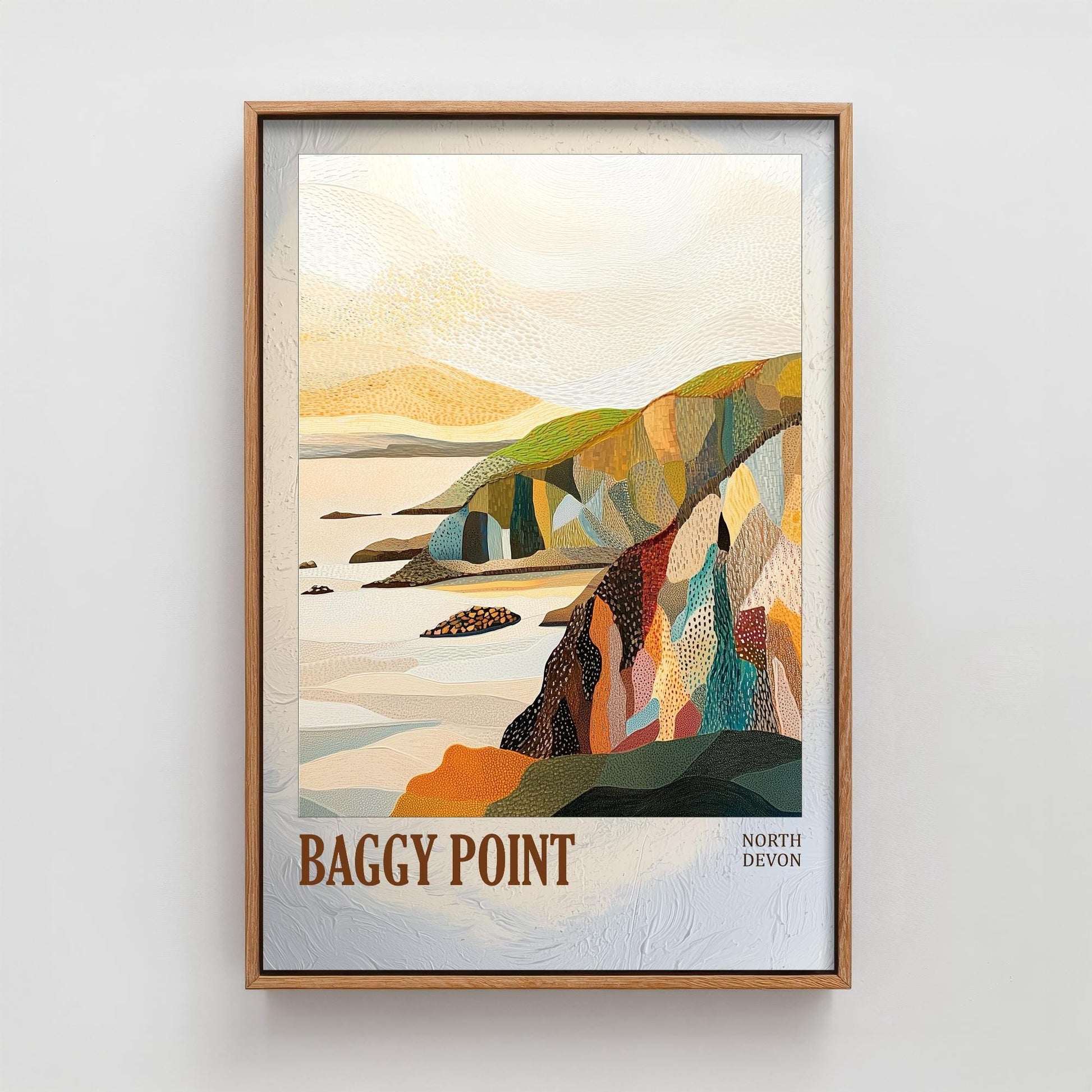 Baggy Point North Devon Landmark Art Print Poster - Painting Photo Layers of Foil