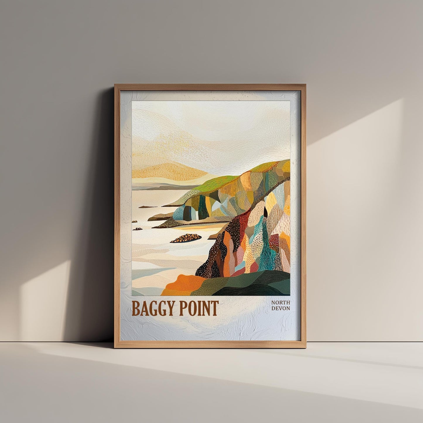 Baggy Point North Devon Landmark Art Print Poster - Painting Photo Layers of Foil