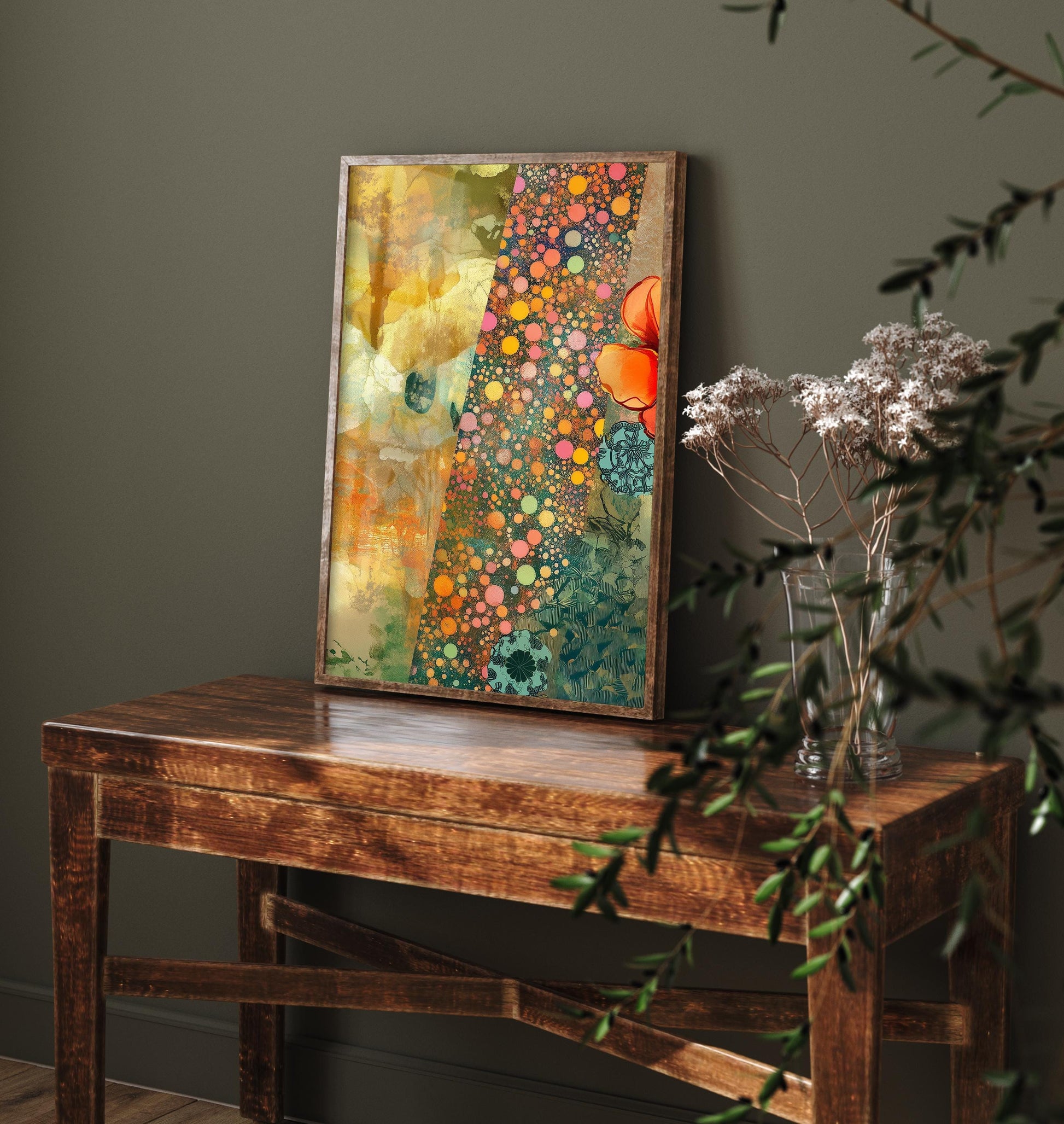 Orange Flower Collage V1 Art Print - Floral Bouquet Orange Yellow Painting - Photo Poster Wall Gift Giclée 1/3