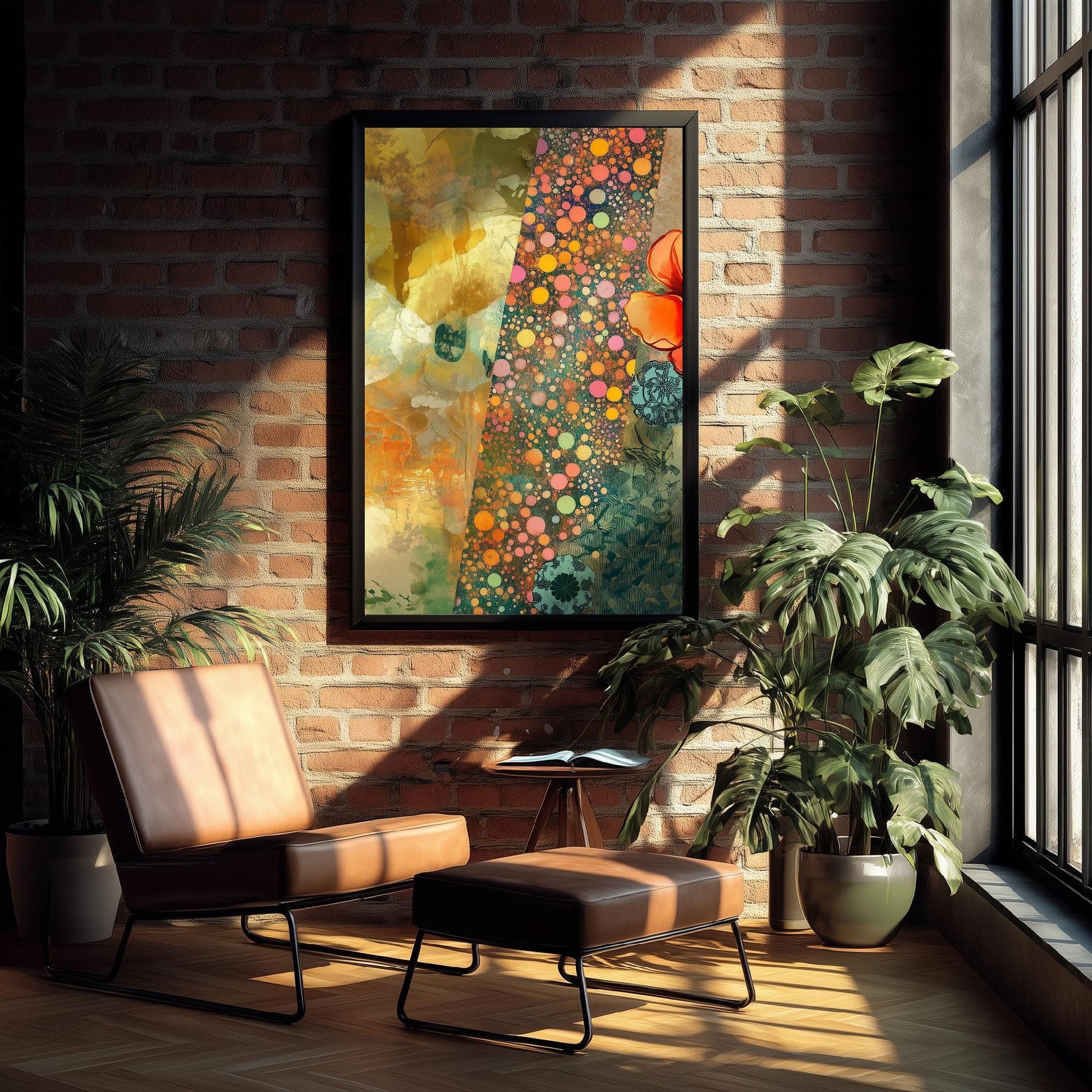 Orange Flower Collage V1 Art Print - Floral Bouquet Orange Yellow Painting - Photo Poster Wall Gift Giclée 1/3