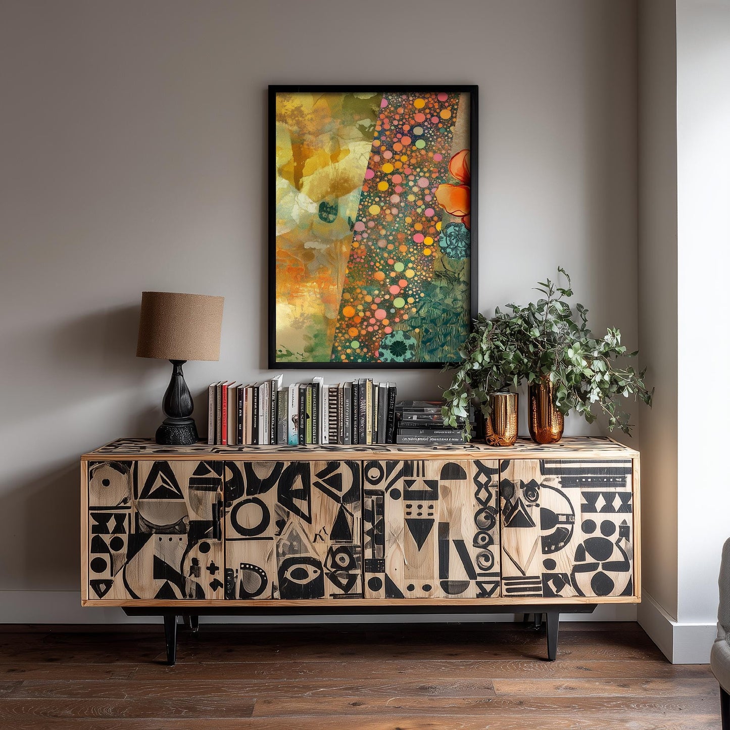 Orange Flower Collage V1 Art Print - Floral Bouquet Orange Yellow Painting - Photo Poster Wall Gift Giclée 1/3