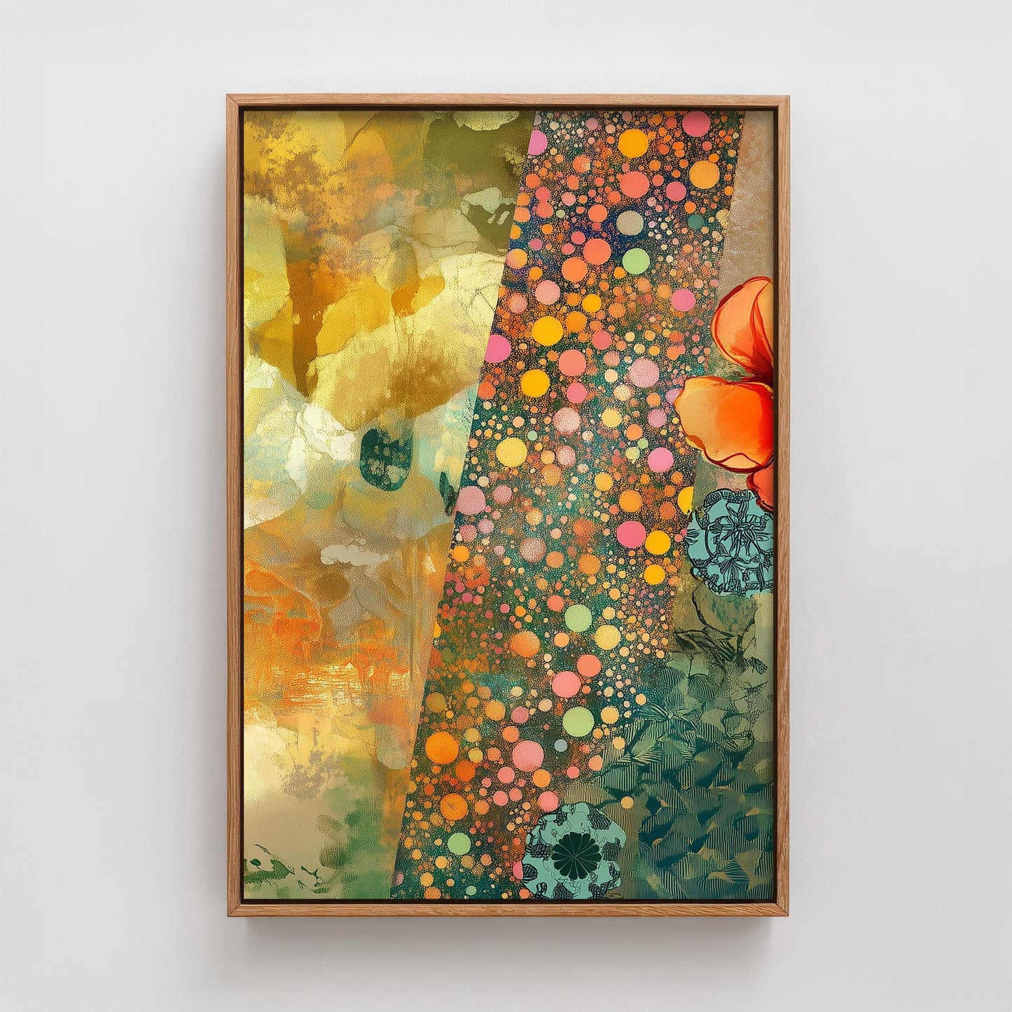Orange Flower Collage V1 Art Print - Floral Bouquet Orange Yellow Painting - Photo Poster Wall Gift Giclée 1/3