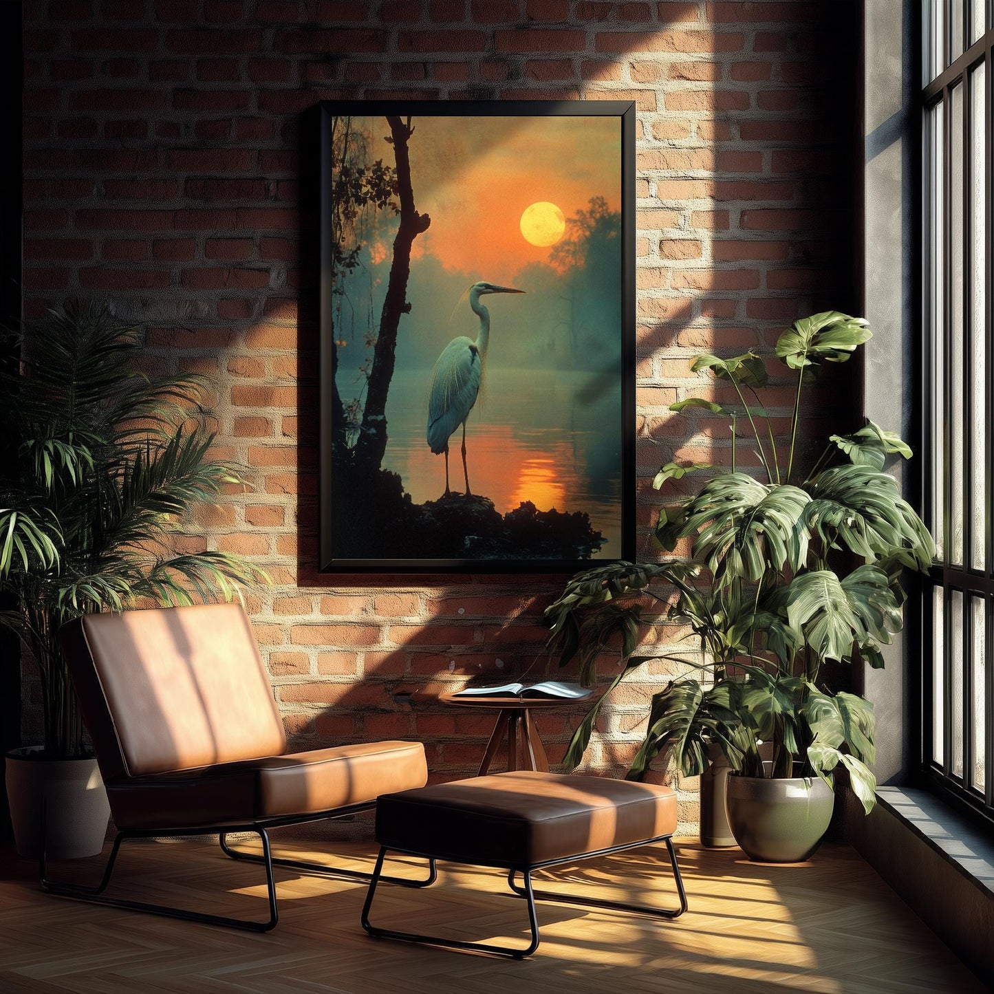 White Pelican at Sunset Art Print - Realistic African Safari Wildlife Painting - Photo Poster Gift