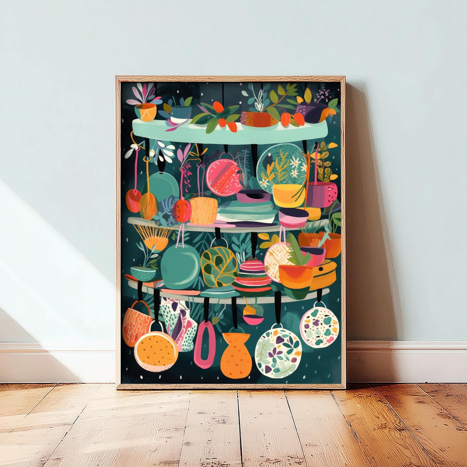 Pots and Pans Art Print - Kitchen Wall Art - Restaurant Décor - Cooking Poster - Utensil Painting - Fun Illustration 1/3