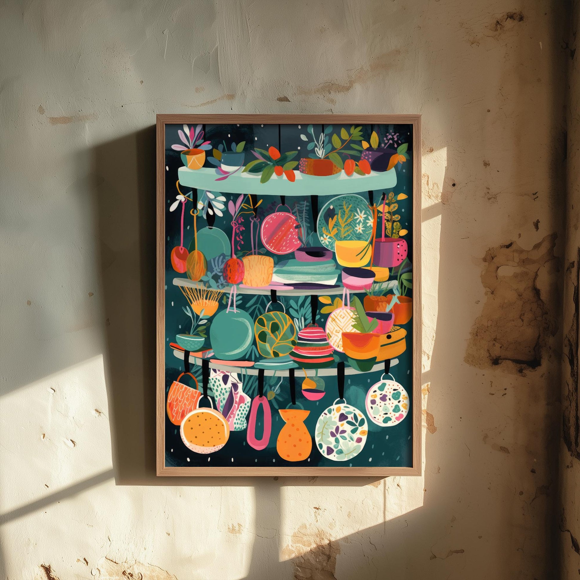 Pots and Pans Art Print - Kitchen Wall Art - Restaurant Décor - Cooking Poster - Utensil Painting - Fun Illustration 1/3