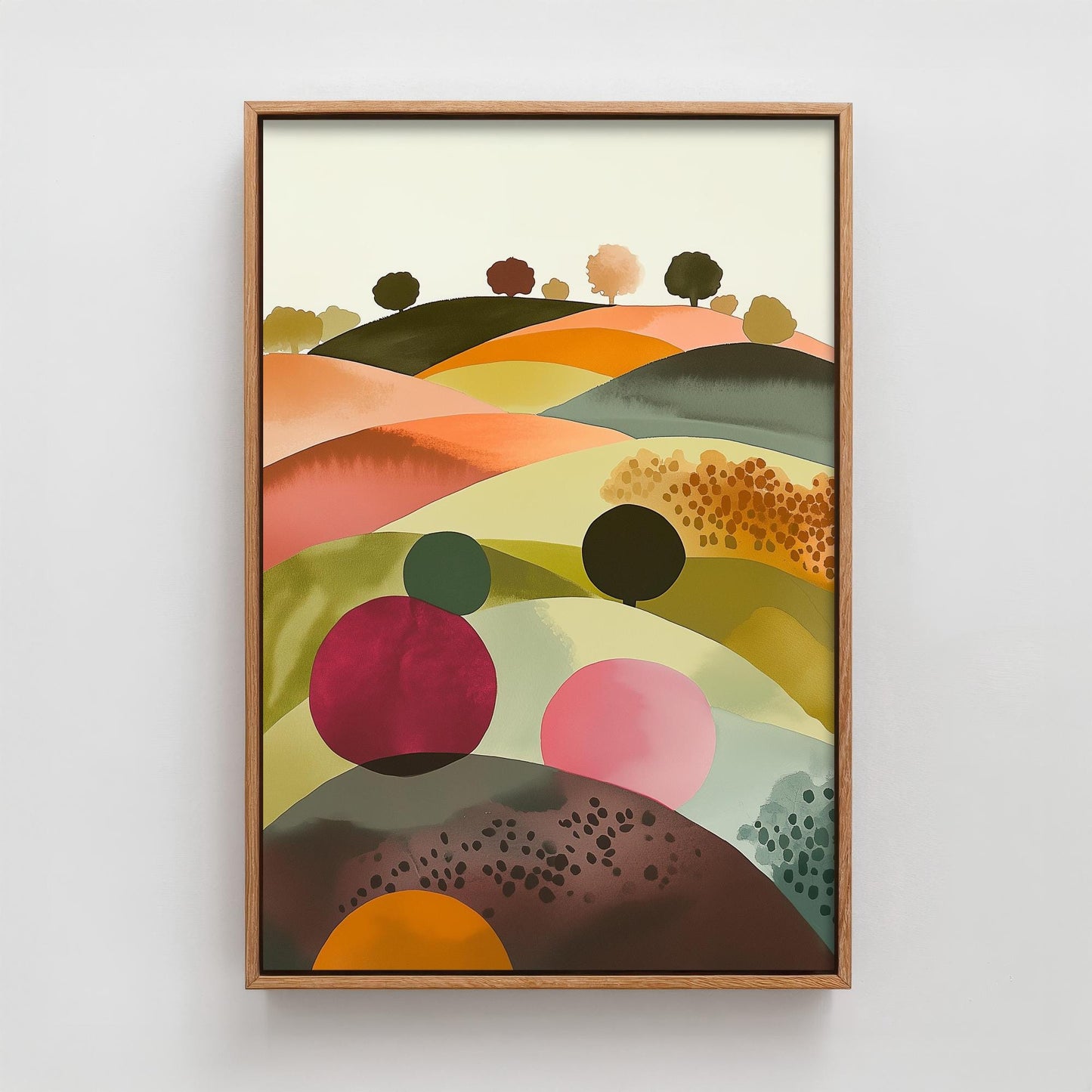 Landscape Illustration in Pink V4 - Abstract Print - Shropshire Hills Painting - Home Décor Wall Giclee 2/3