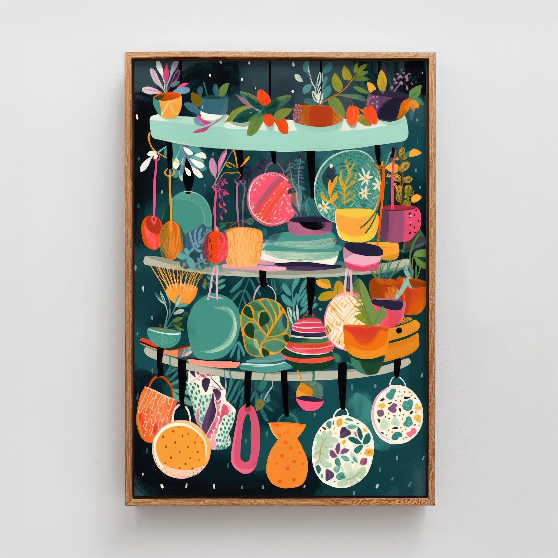 Pots and Pans Art Print - Kitchen Wall Art - Restaurant Décor - Cooking Poster - Utensil Painting - Fun Illustration 1/3