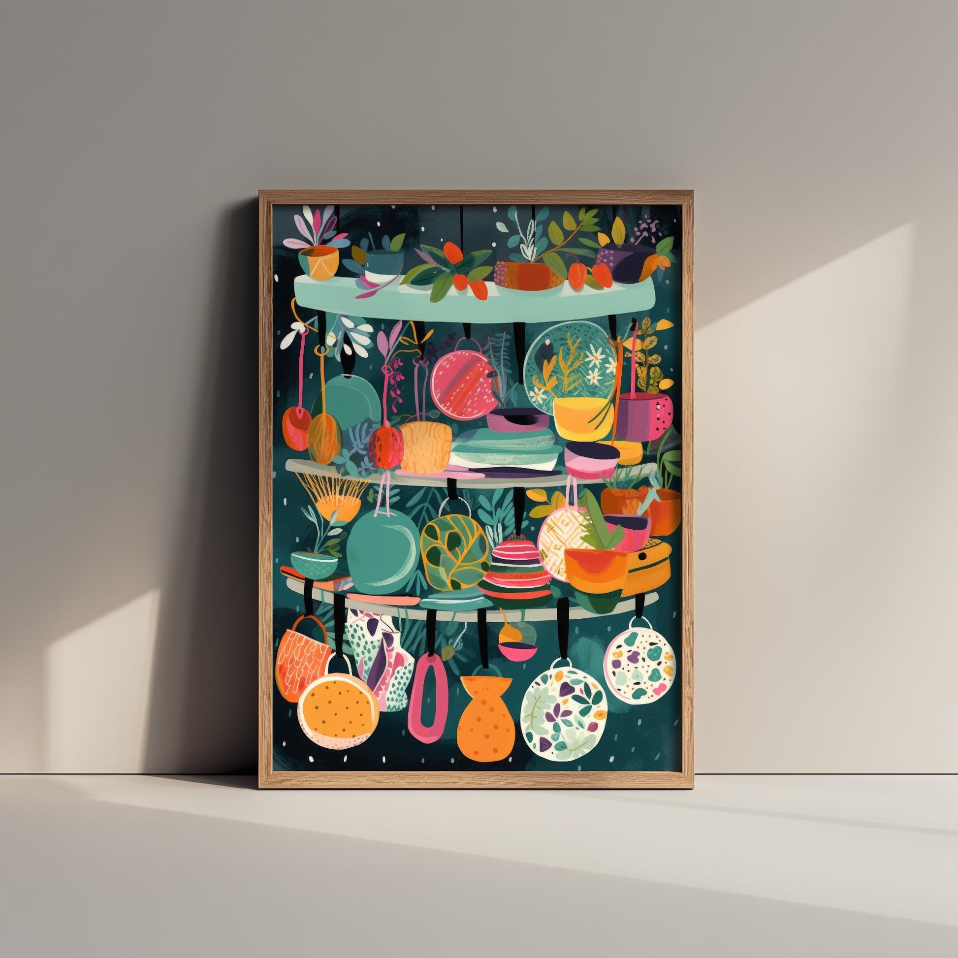 Pots and Pans Art Print - Kitchen Wall Art - Restaurant Décor - Cooking Poster - Utensil Painting - Fun Illustration 1/3