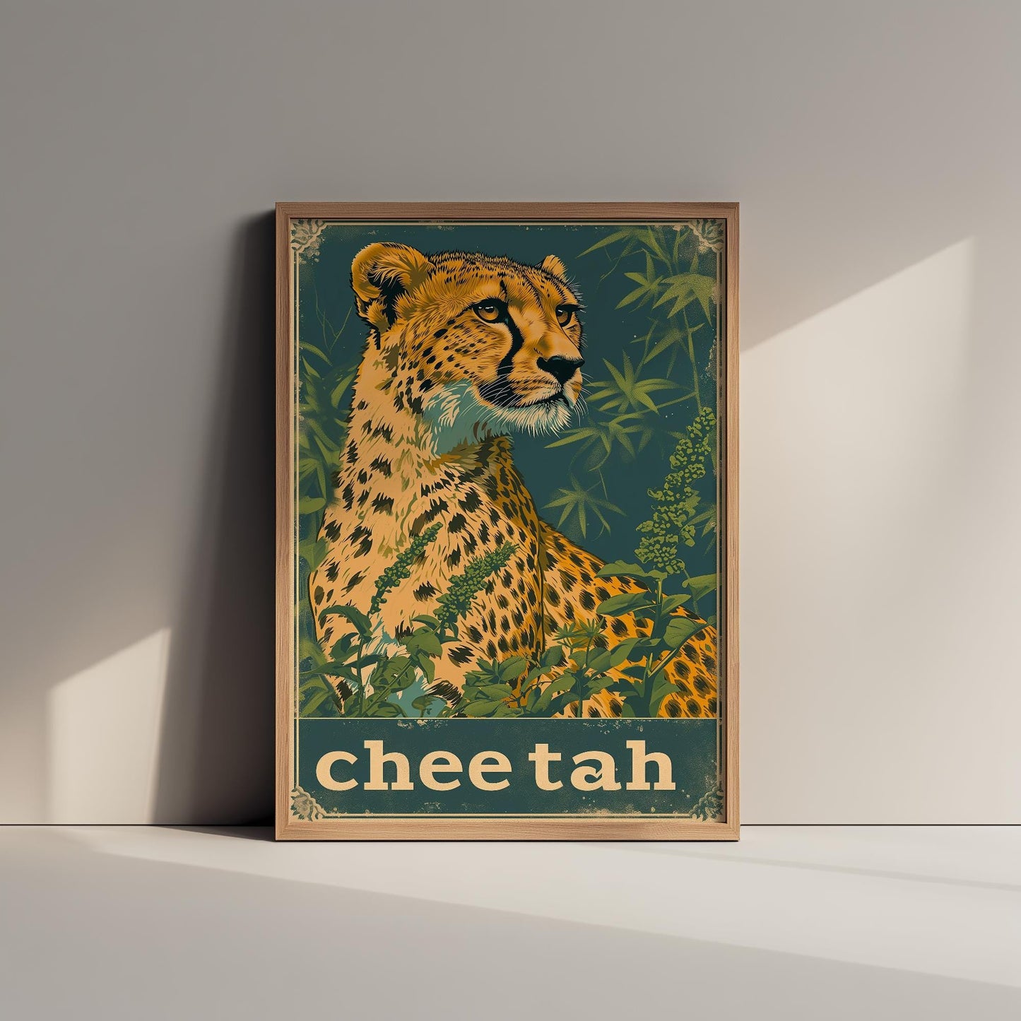 Cheetah Safari Big Cat Poster - Art Print, Illustration, Painting, Nature Wildlife, Leopard, Décor Wall Giclee