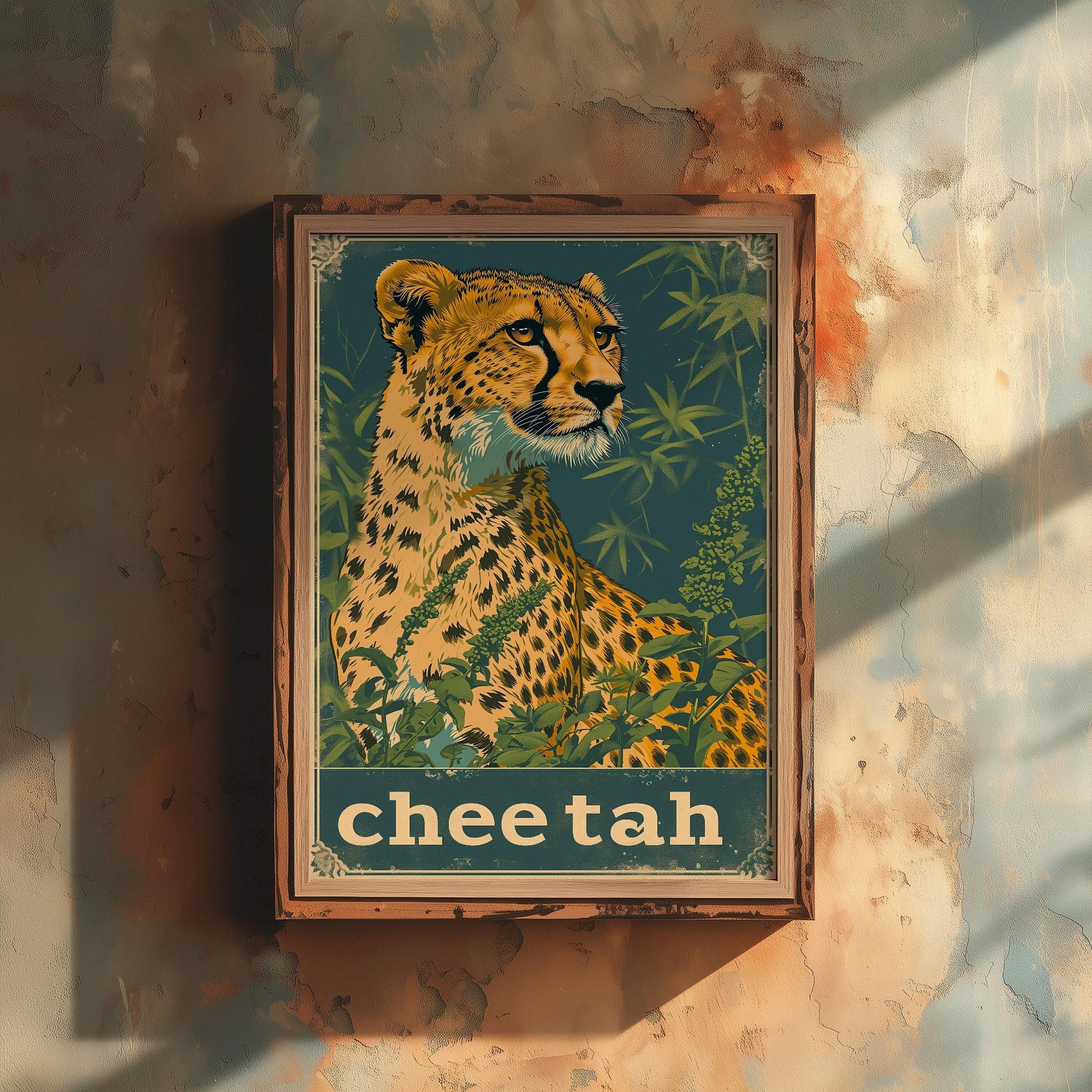 Cheetah Safari Big Cat Poster - Art Print, Illustration, Painting, Nature Wildlife, Leopard, Décor Wall Giclee