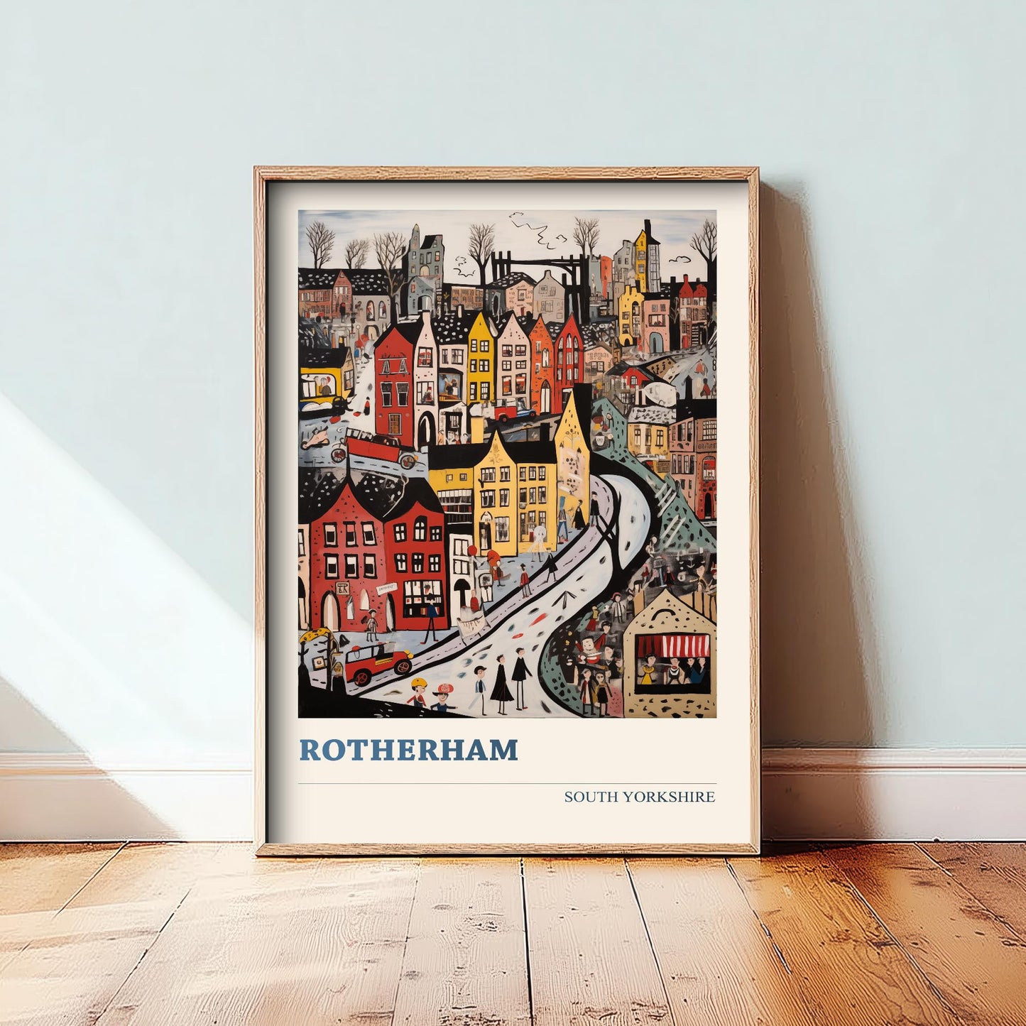 Rotherham Travel Poster - South Yorkshire, England Modern Art Print - Photo Painting Gift Visit Map
