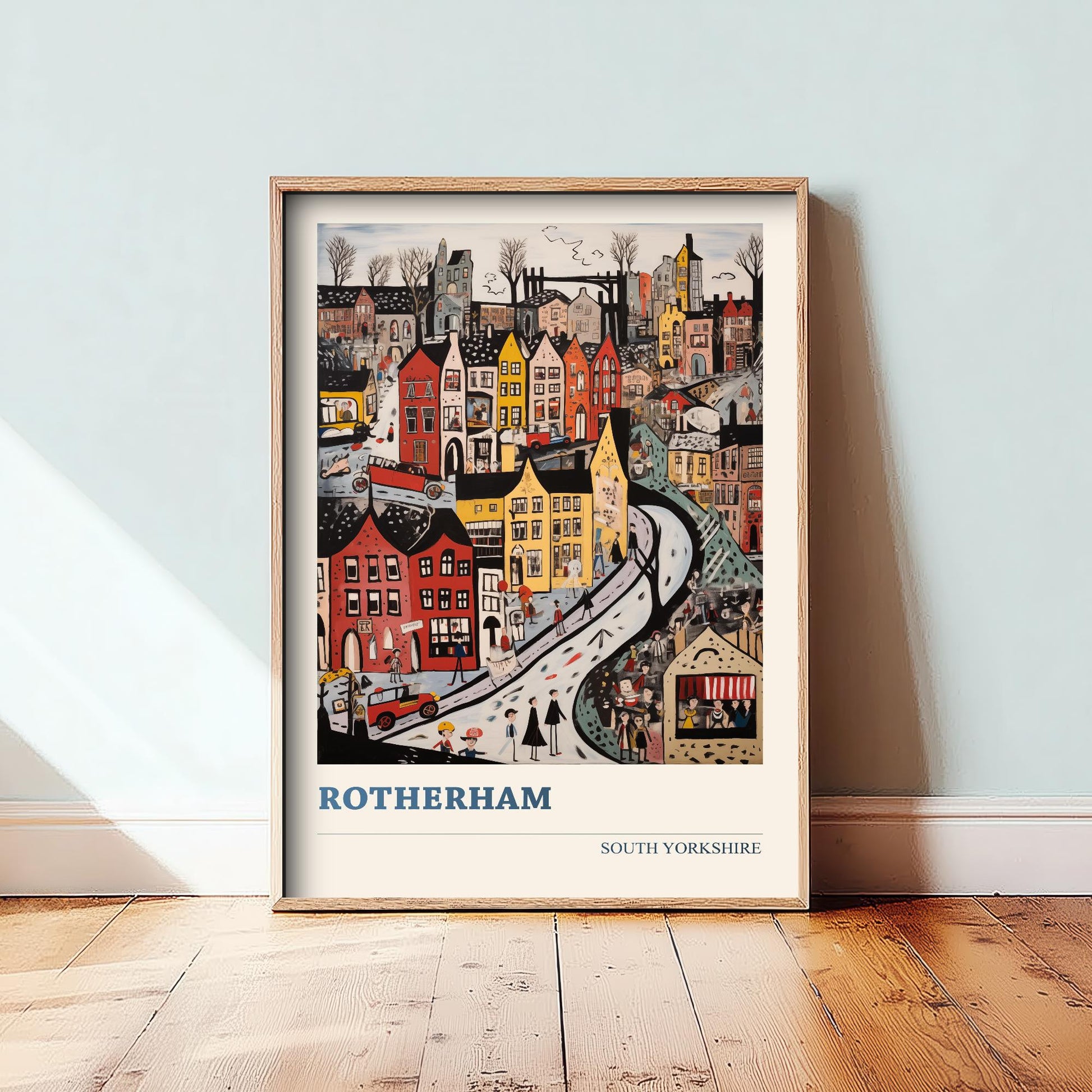 Rotherham Travel Poster - South Yorkshire, England Modern Art Print - Photo Painting Gift Visit Map