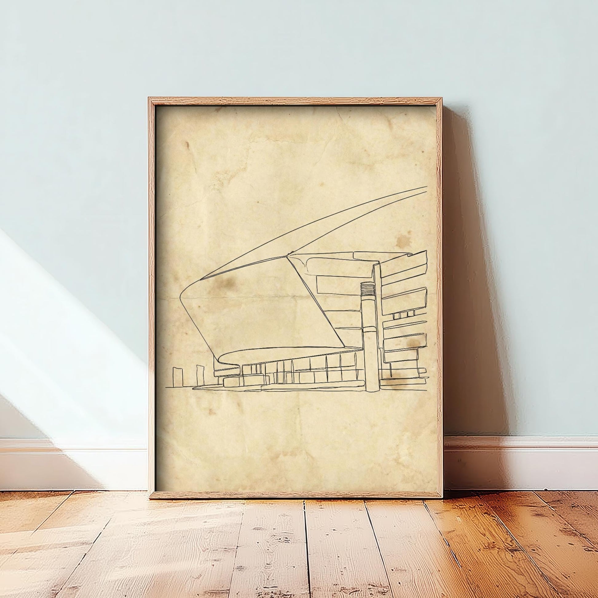 Wales Millenium Centre Single Line Drawing - Cardiff Art Print - Cardiff Bay Theatre Poster Grunge Gift Painting Wales