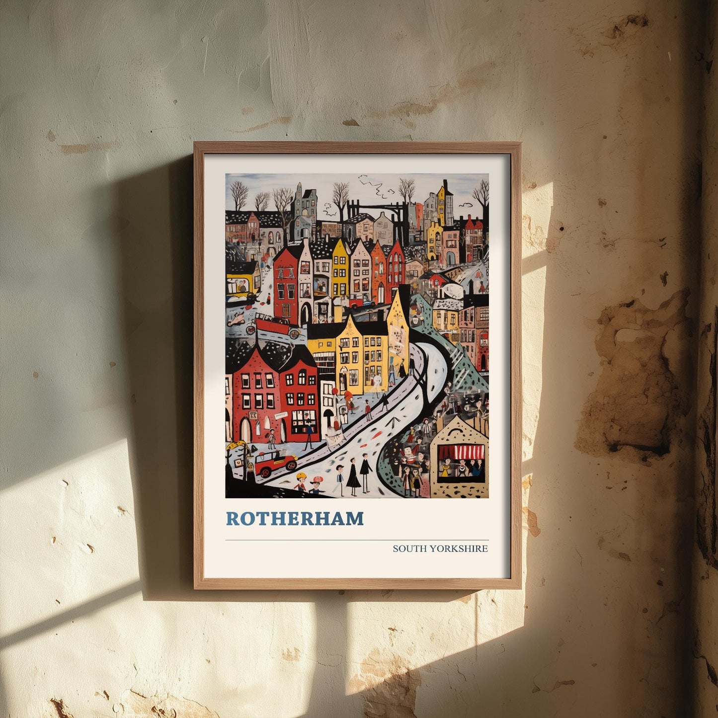 Rotherham Travel Poster - South Yorkshire, England Modern Art Print - Photo Painting Gift Visit Map