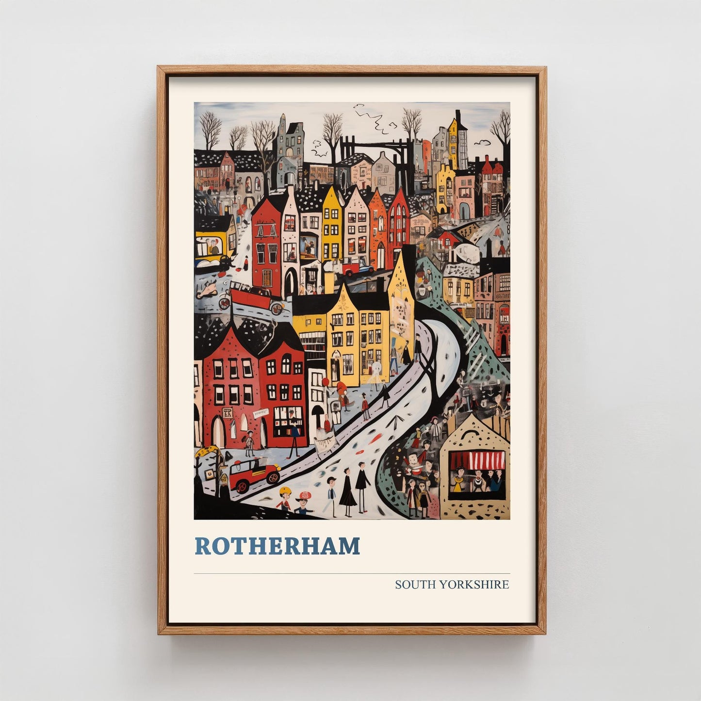 Rotherham Travel Poster - South Yorkshire, England Modern Art Print - Photo Painting Gift Visit Map
