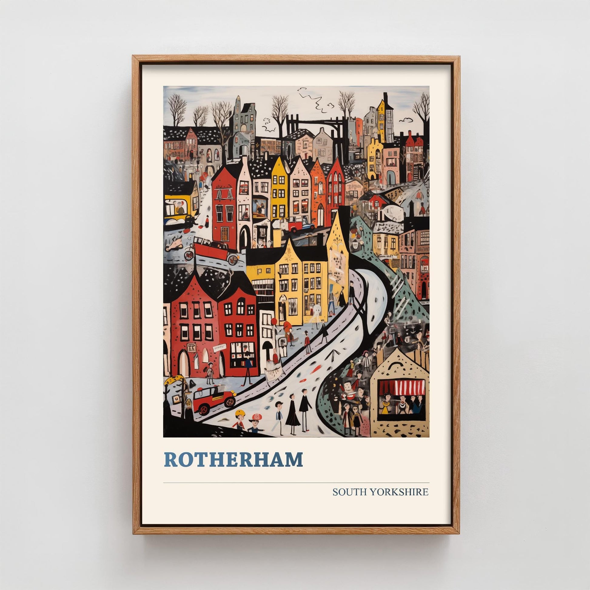 Rotherham Travel Poster - South Yorkshire, England Modern Art Print - Photo Painting Gift Visit Map