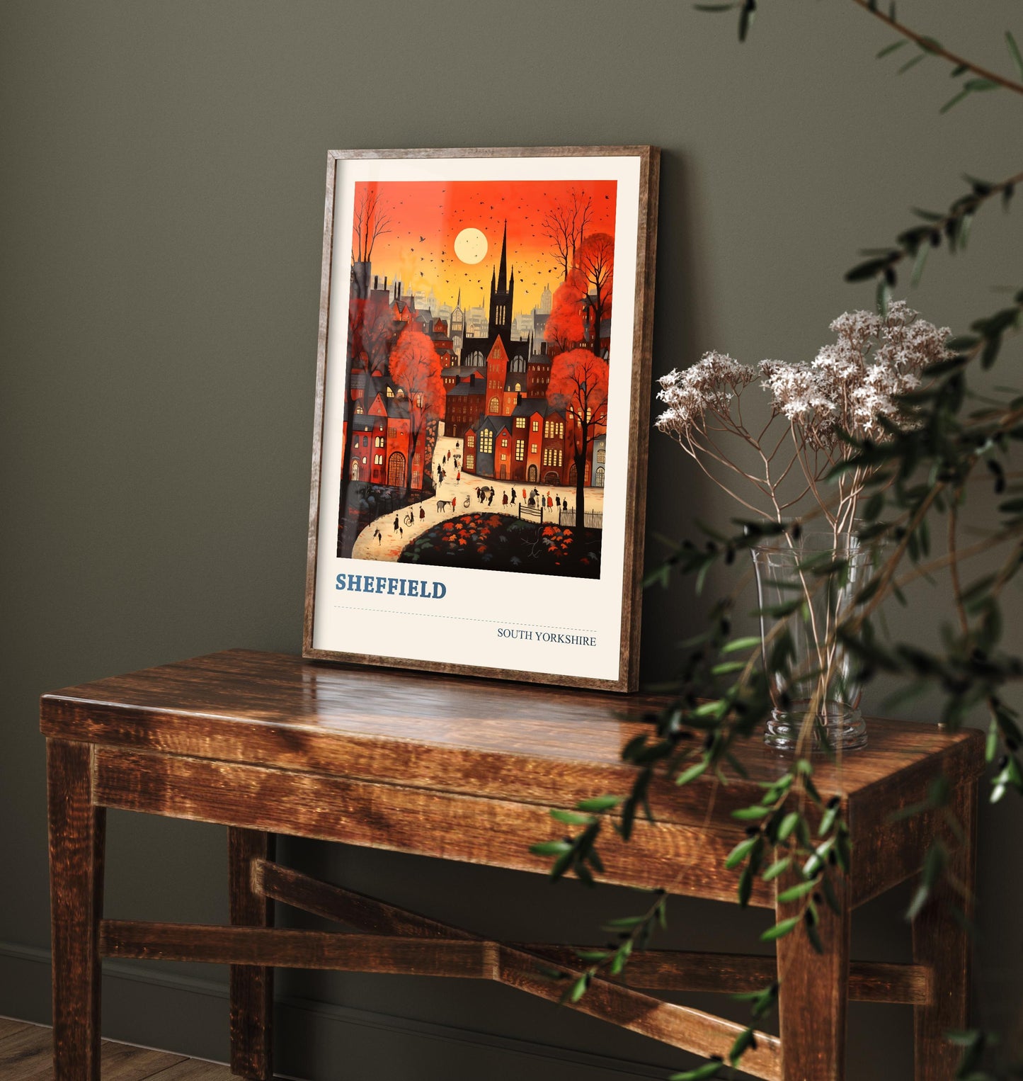 Sheffield Travel Poster - South Yorkshire, England Modern Art Print - Photo Painting Gift Visit Map