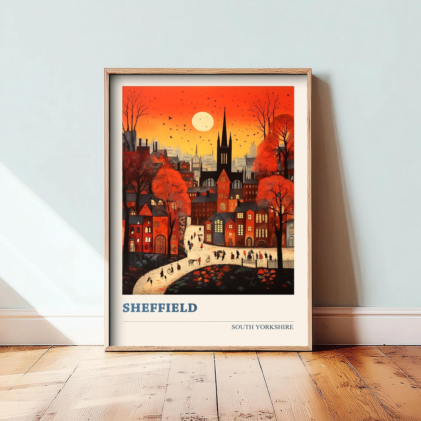 Sheffield Travel Poster - South Yorkshire, England Modern Art Print - Photo Painting Gift Visit Map