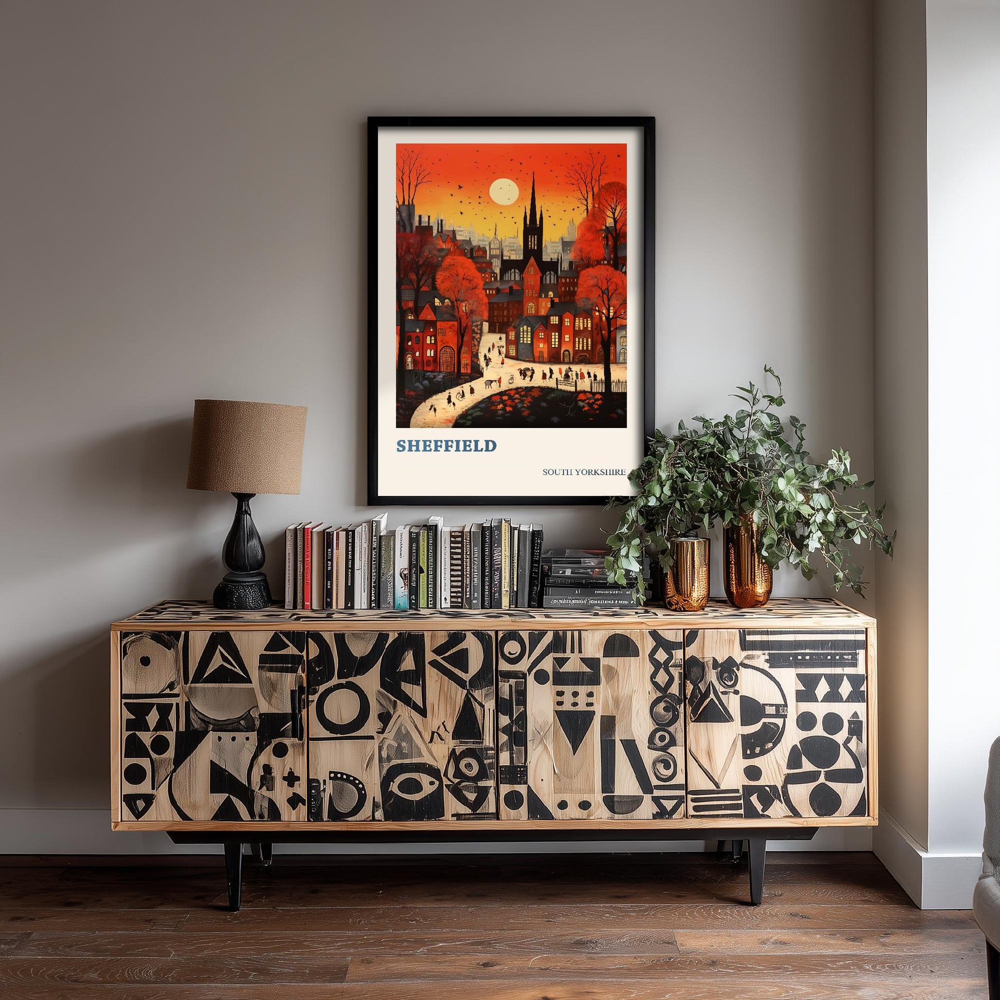 Sheffield Travel Poster - South Yorkshire, England Modern Art Print - Photo Painting Gift Visit Map