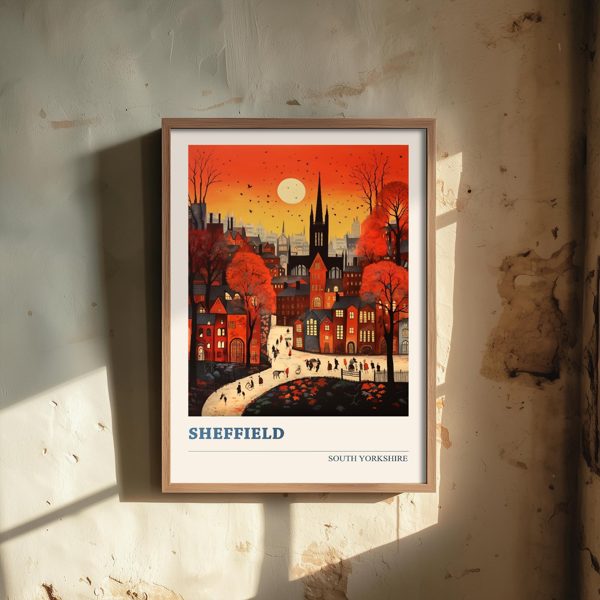 Sheffield Travel Poster - South Yorkshire, England Modern Art Print - Photo Painting Gift Visit Map