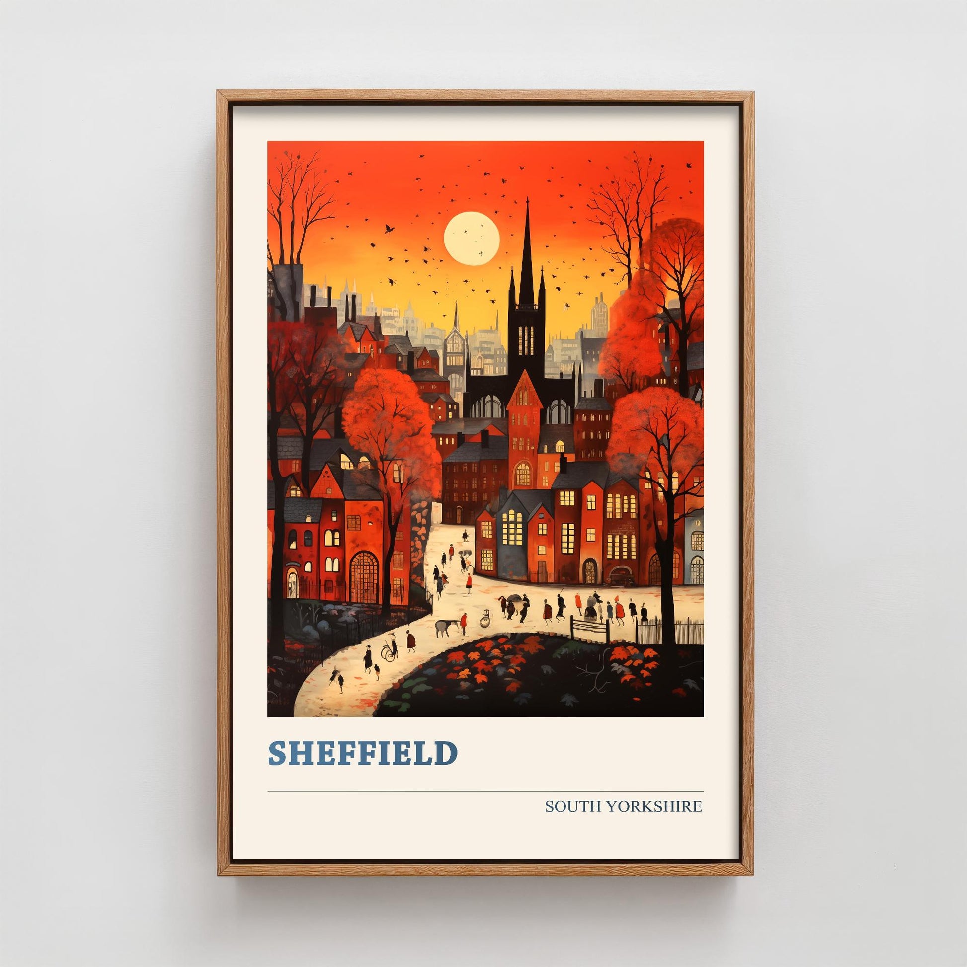 Sheffield Travel Poster - South Yorkshire, England Modern Art Print - Photo Painting Gift Visit Map