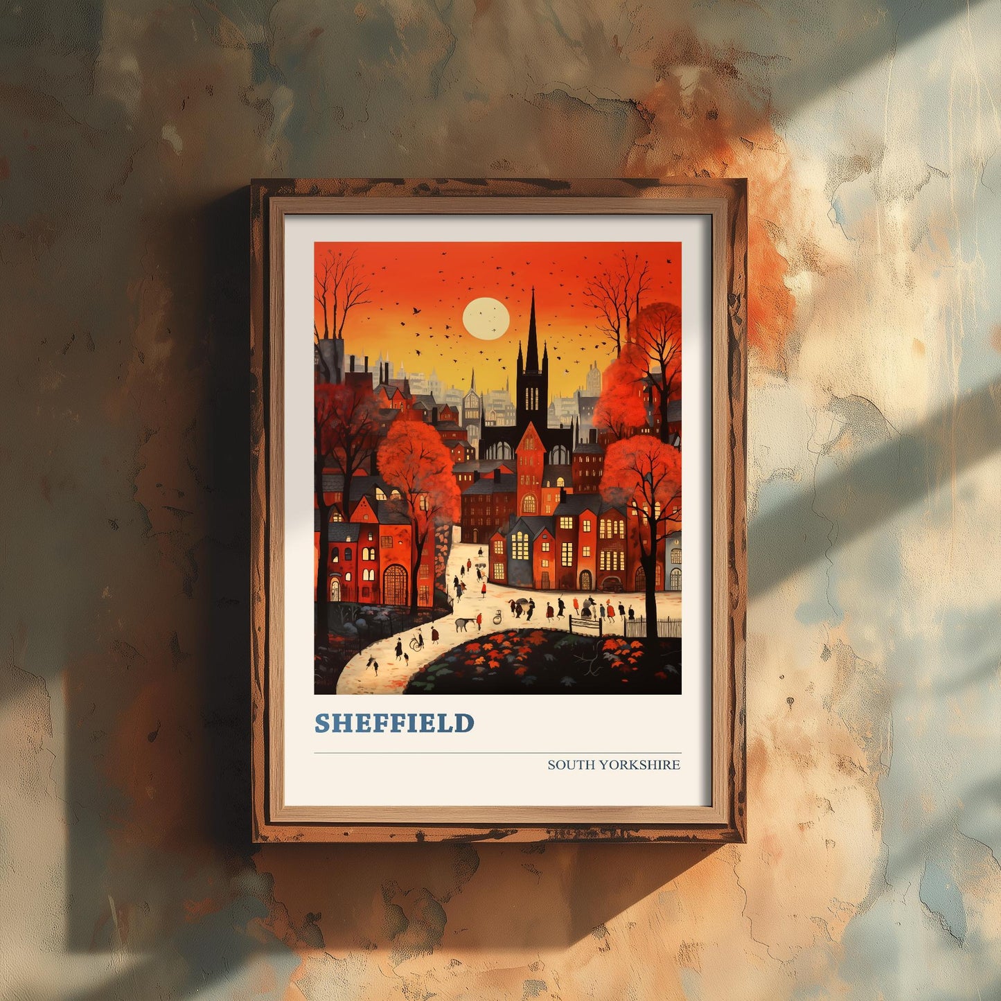 Sheffield Travel Poster - South Yorkshire, England Modern Art Print - Photo Painting Gift Visit Map