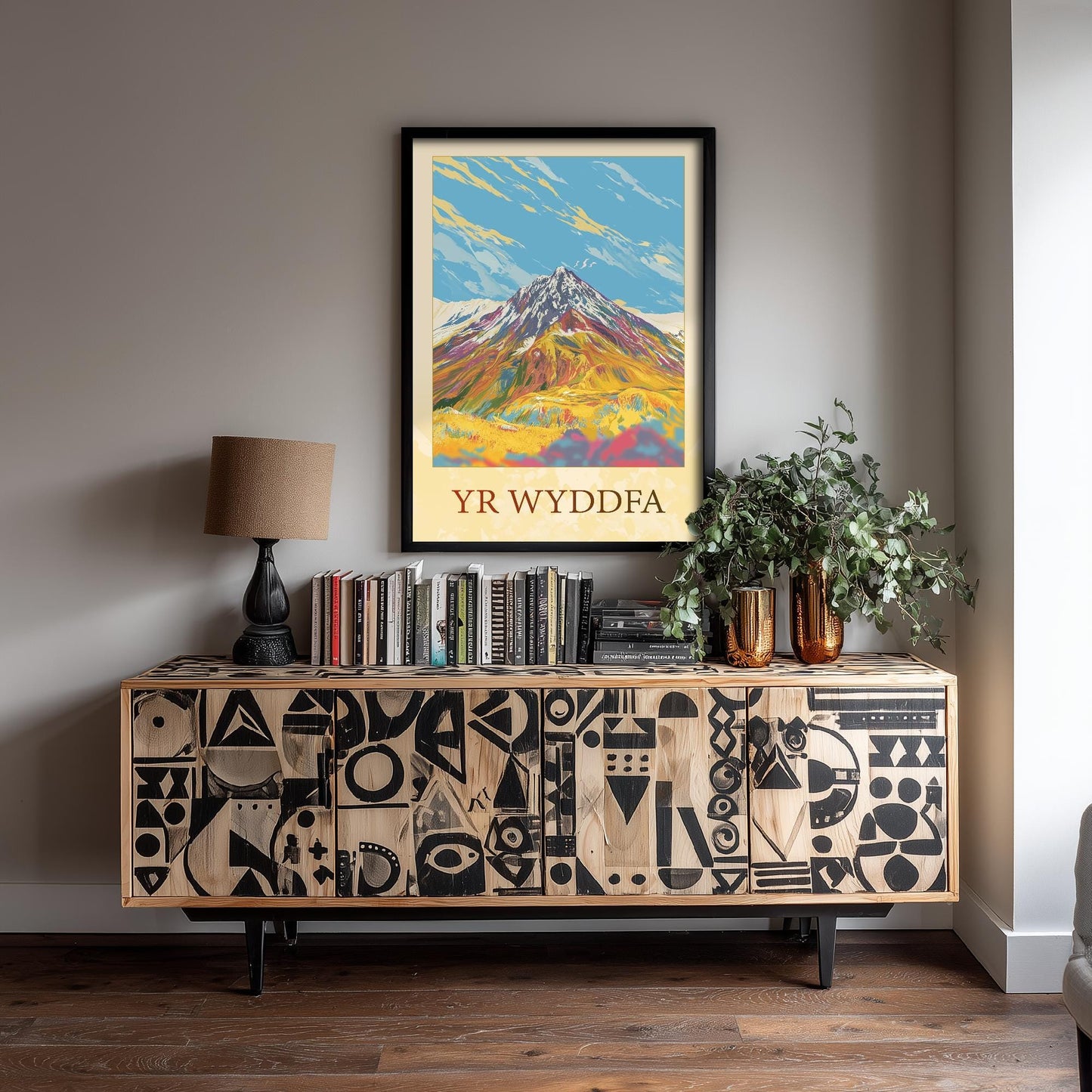 Yr Wyddfa Sunshine Mountain Poster - The Three Peaks of Wales Art Print - Painting - Wales Illustration Gift
