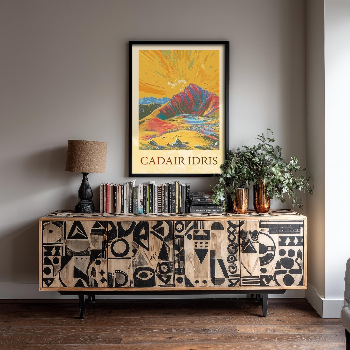 Cadair Idris Sunshine Mountain Poster - The Three Peaks of Wales Art Print - Painting - Wales Illustration Gift