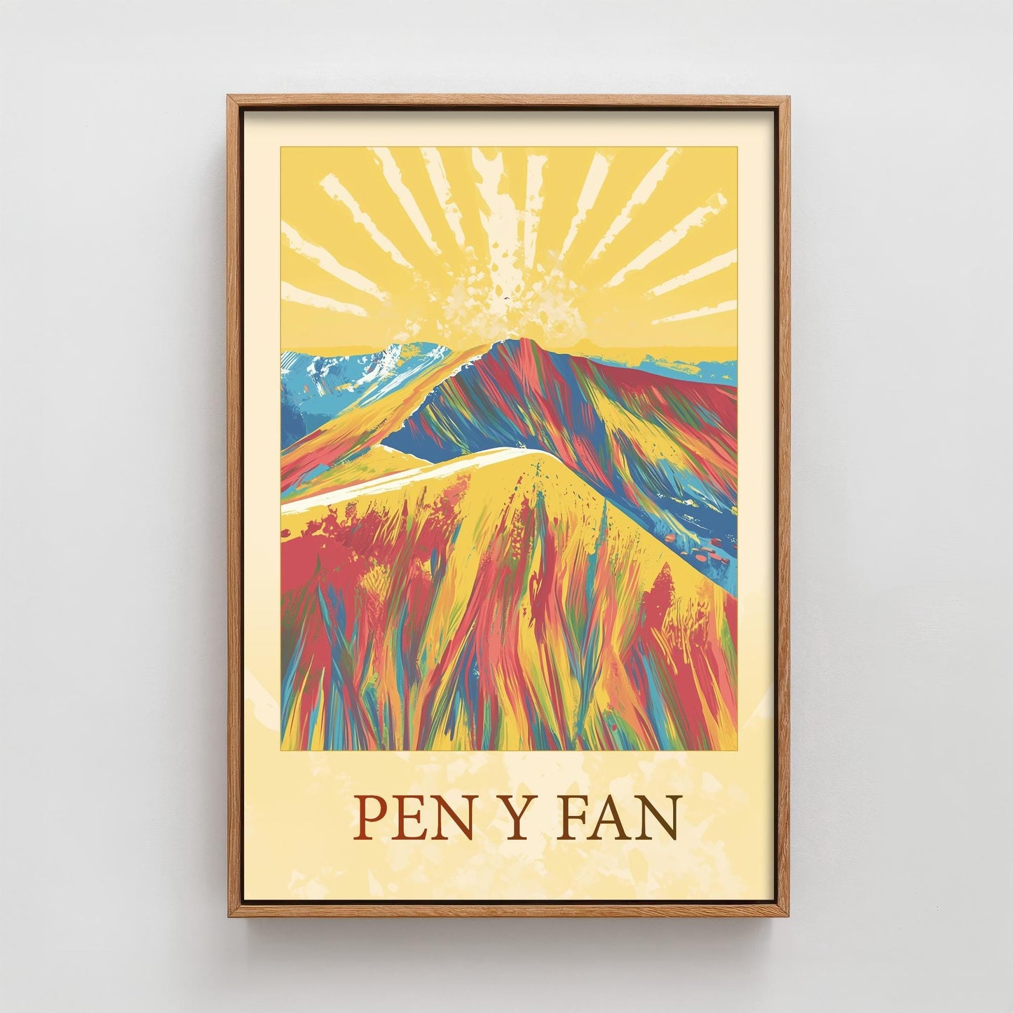 Pen y Fan Sunshine Mountain Poster - The Three Peaks of Wales Art Print - Painting - Wales Illustration Gift