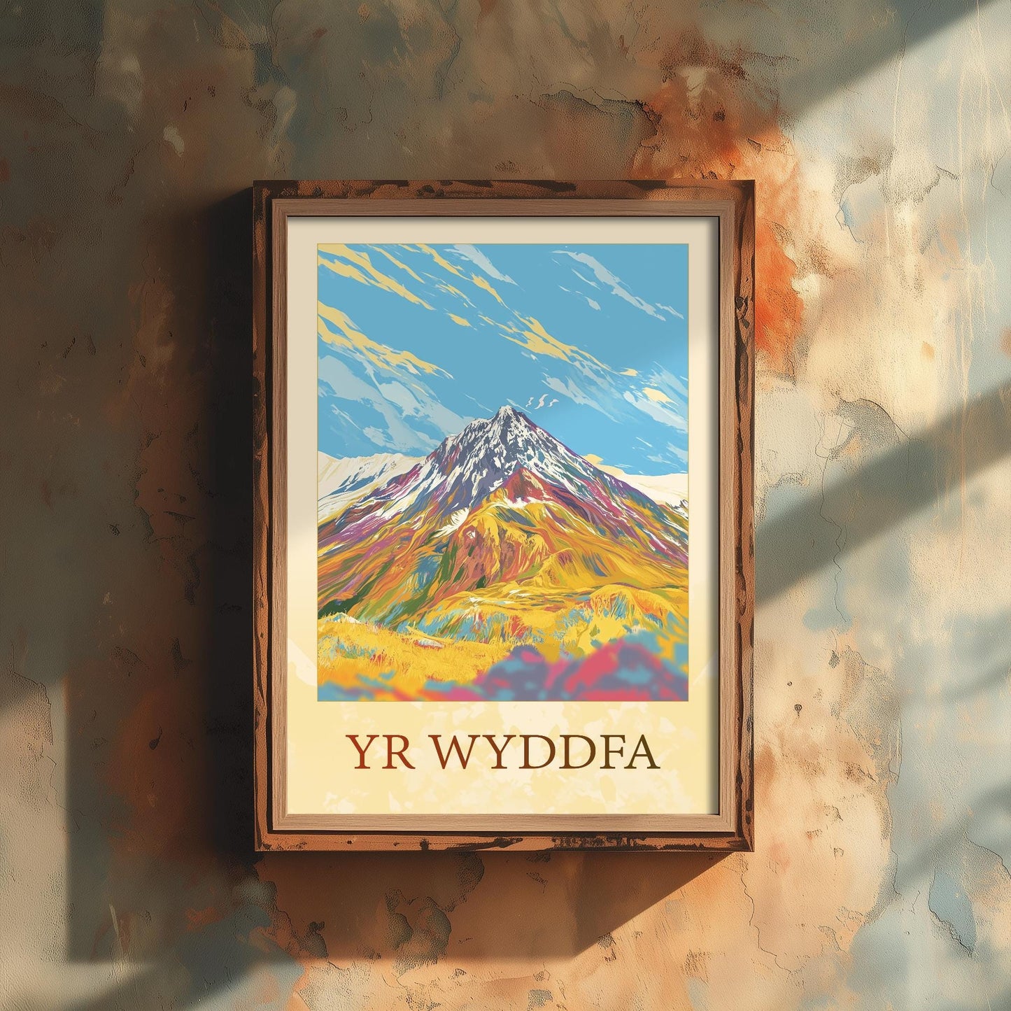 Yr Wyddfa Sunshine Mountain Poster - The Three Peaks of Wales Art Print - Painting - Wales Illustration Gift